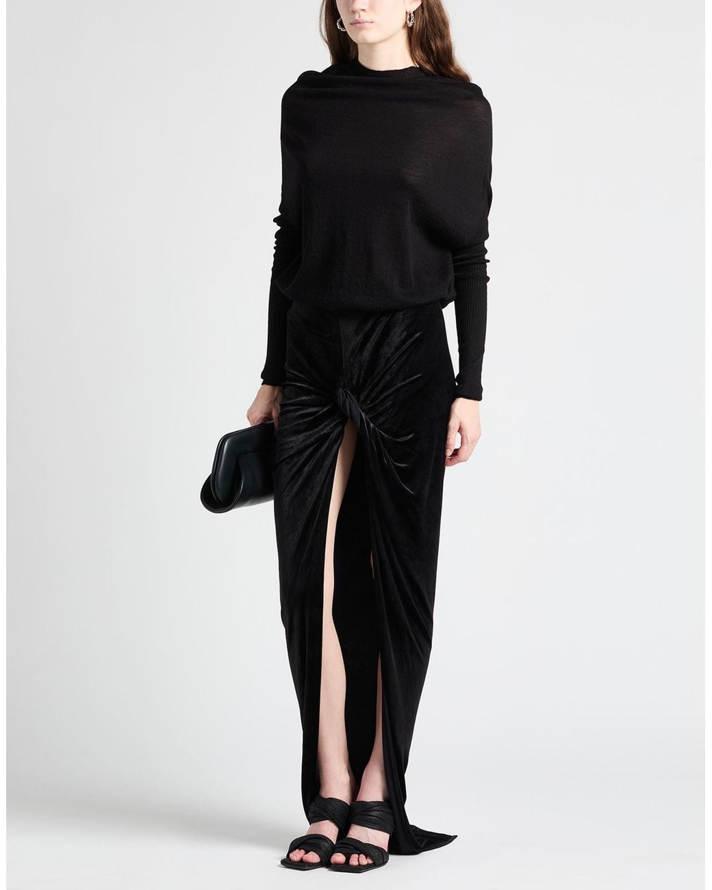 Rick Owens Black Maxi Skirt Viscose