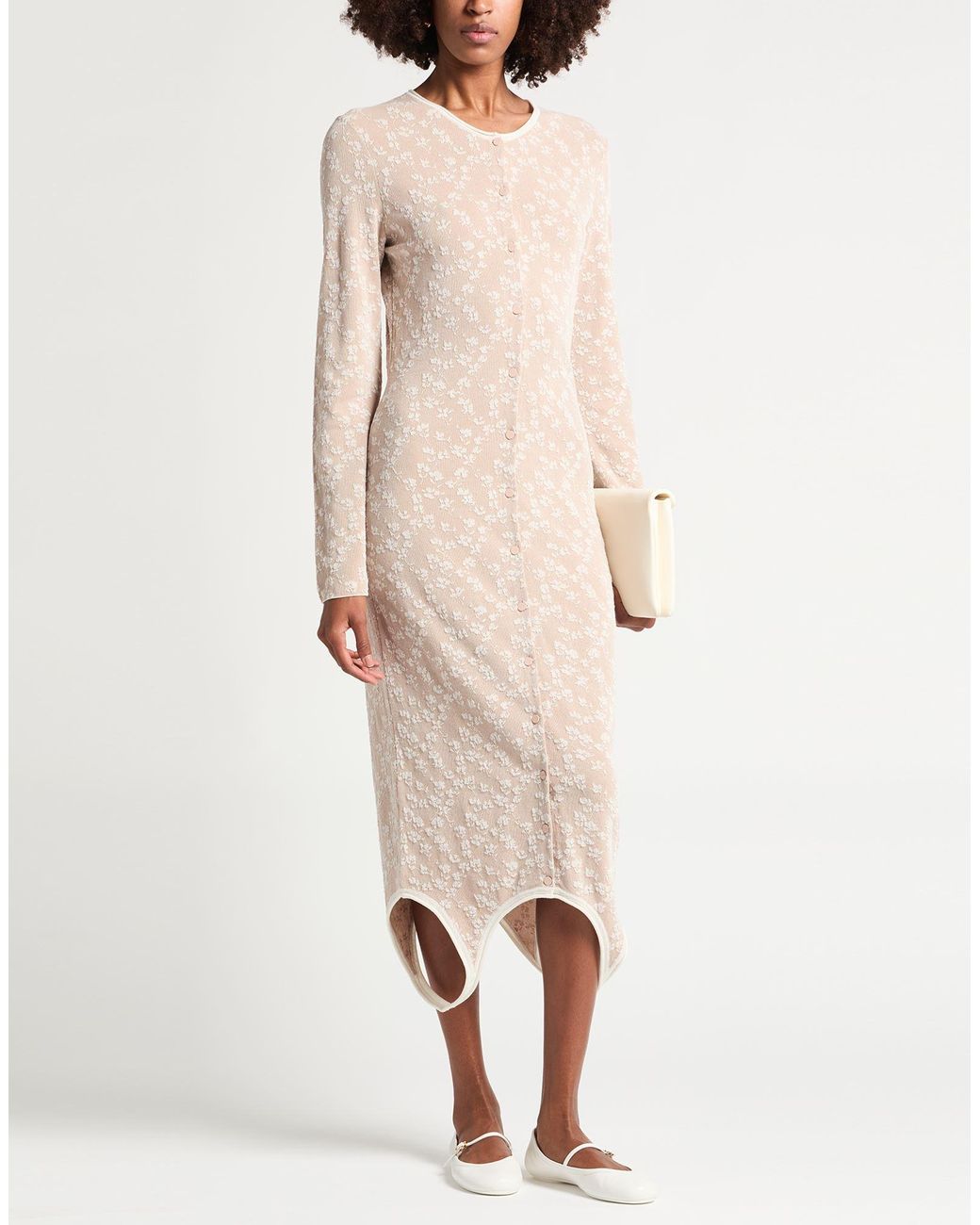 Fendi Midi Dress Viscose, Cotton, Polyester, Polyamide in Natural | Lyst