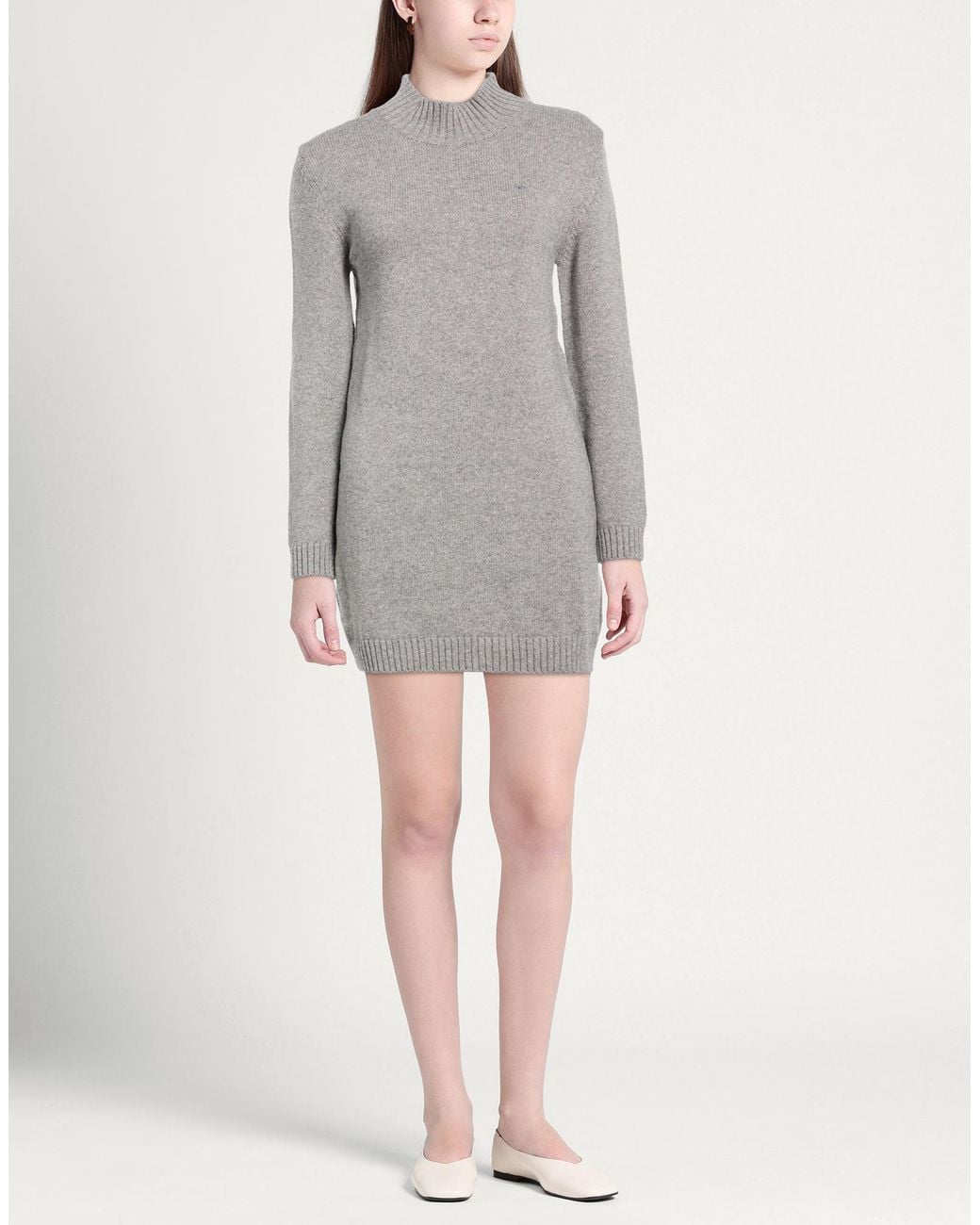 Chiara Ferragni Gray Mini Dress Wool, Viscose, Polyamide, Cashmere