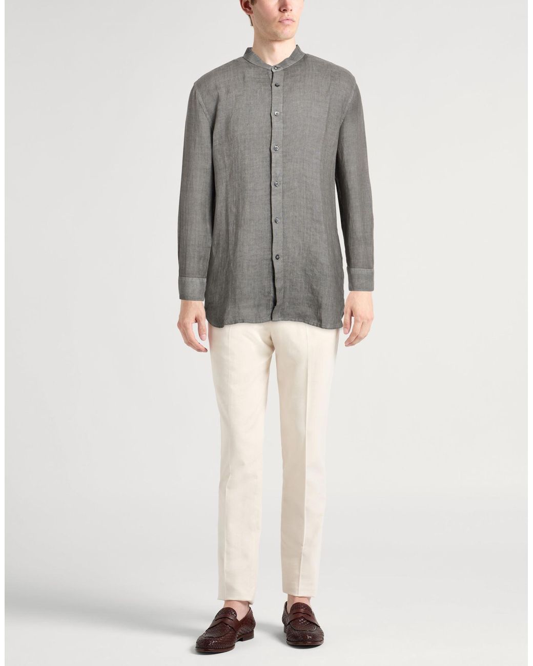 120% Lino Gray Shirt Linen for men