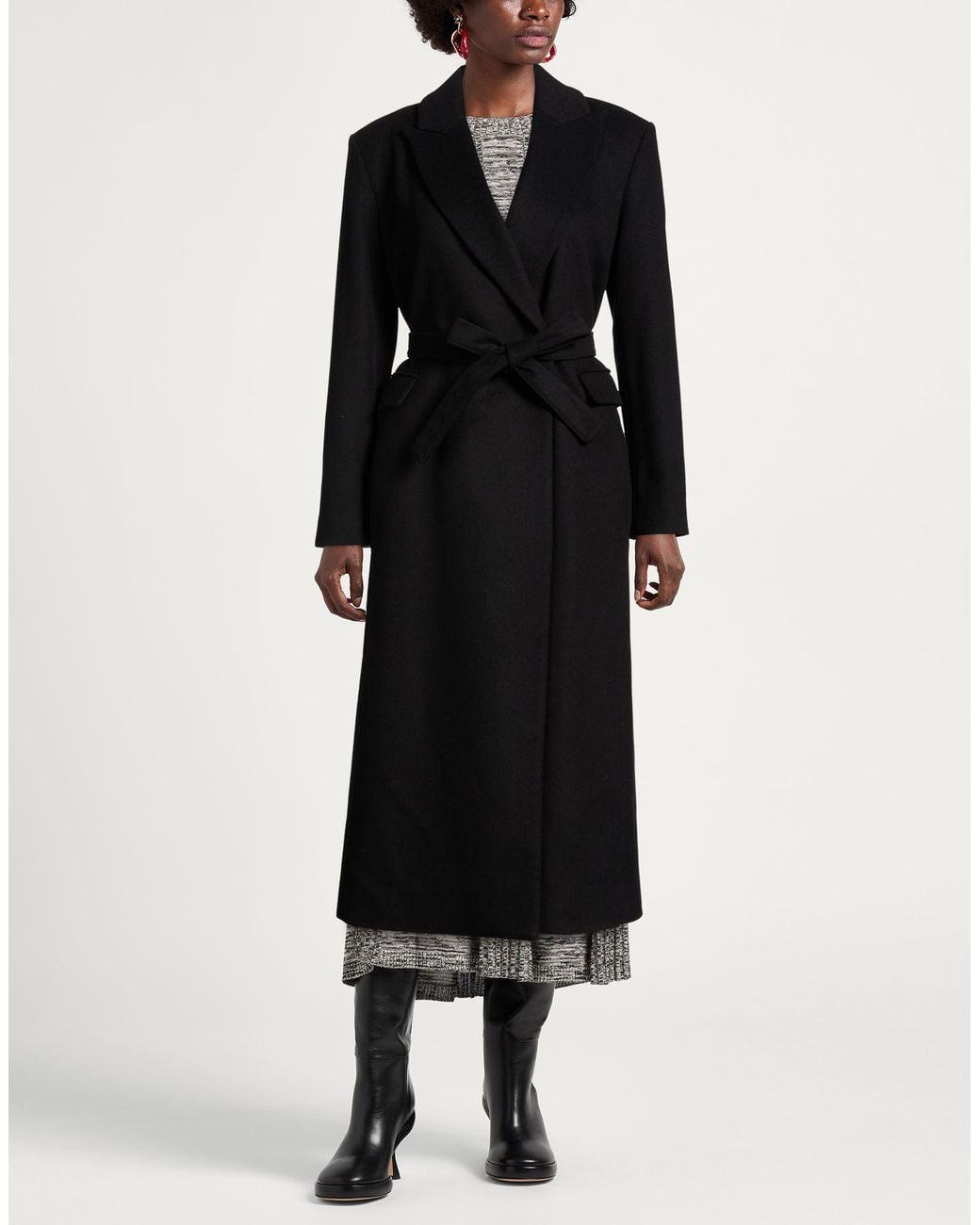 Patrizia Pepe Black Coat Wool, Polyamide
