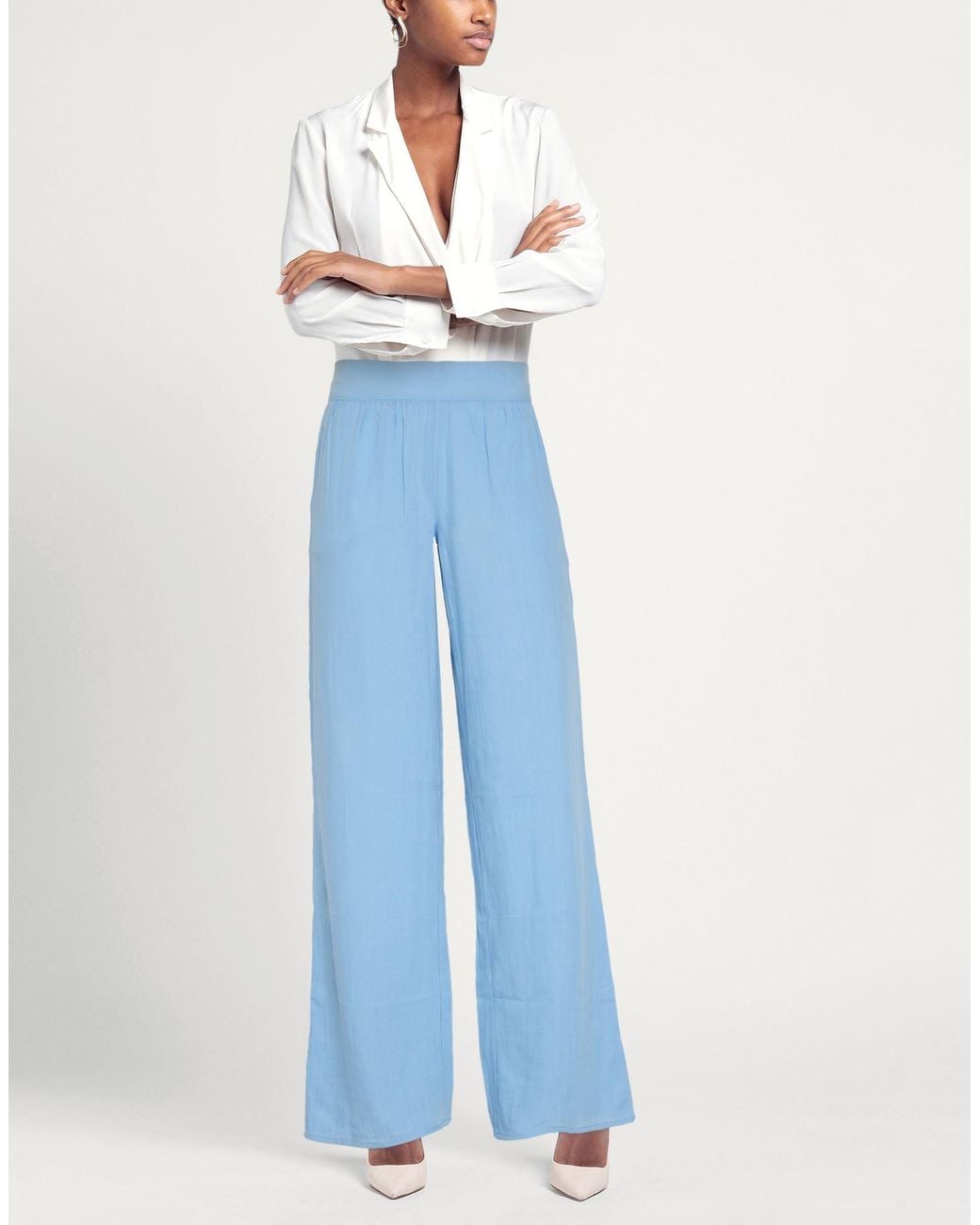 European Culture Blue Light Pants Cotton, Elastane