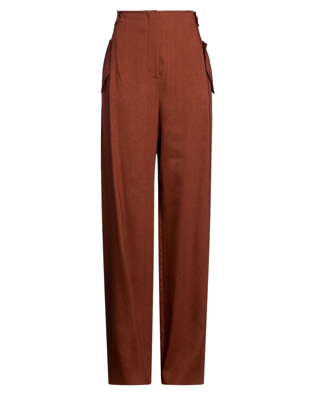 Alberta Ferretti Red Rust Pants Viscose, Linen, Elastane
