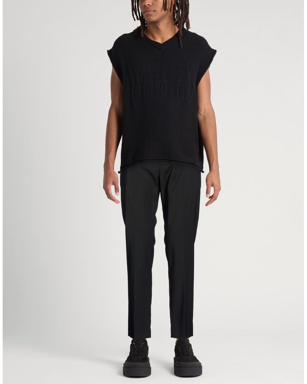Daniele Alessandrini Black Pants Polyester, Viscose, Elastane for men