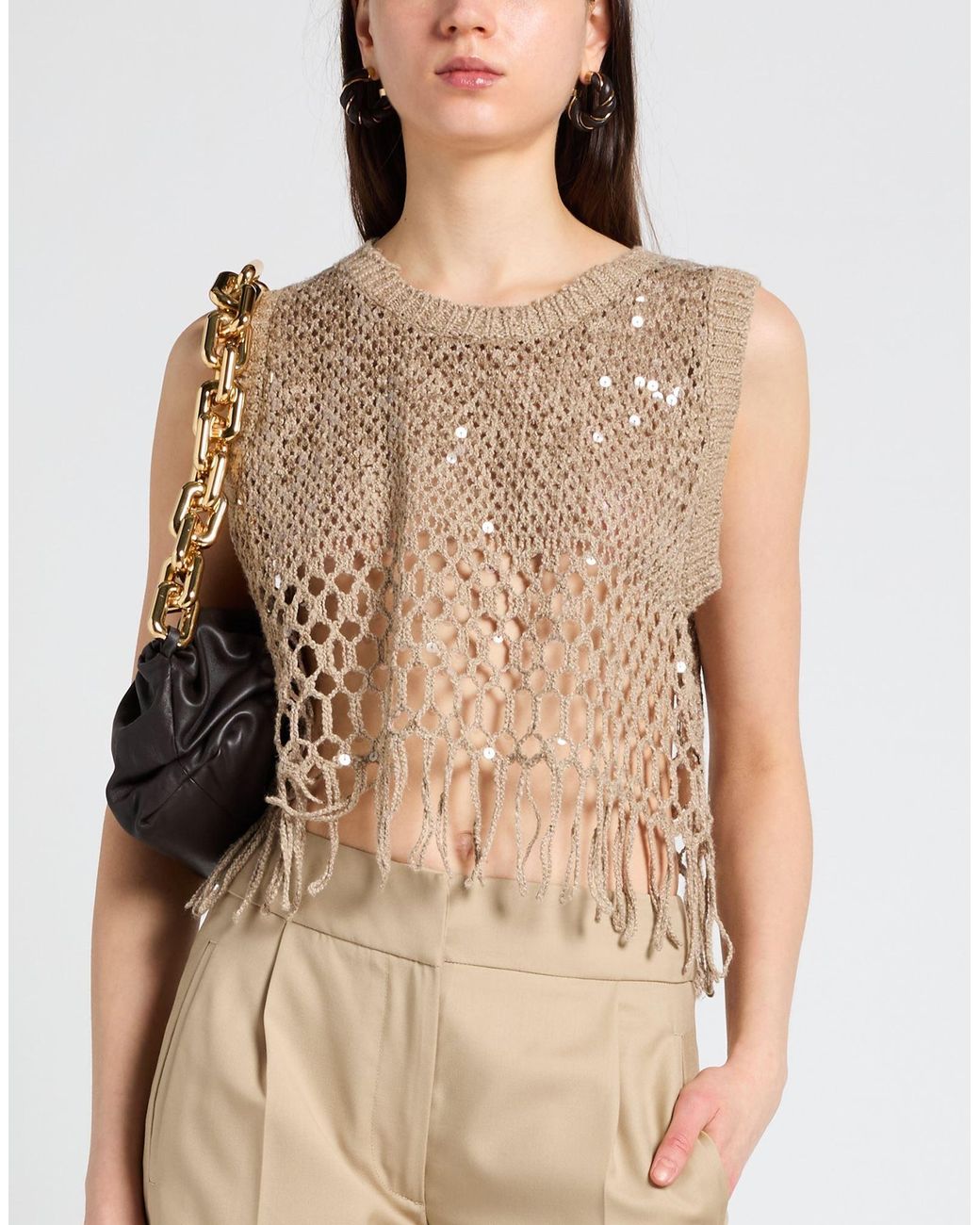Brunello Cucinelli Natural Top Silk, Linen, Polyester