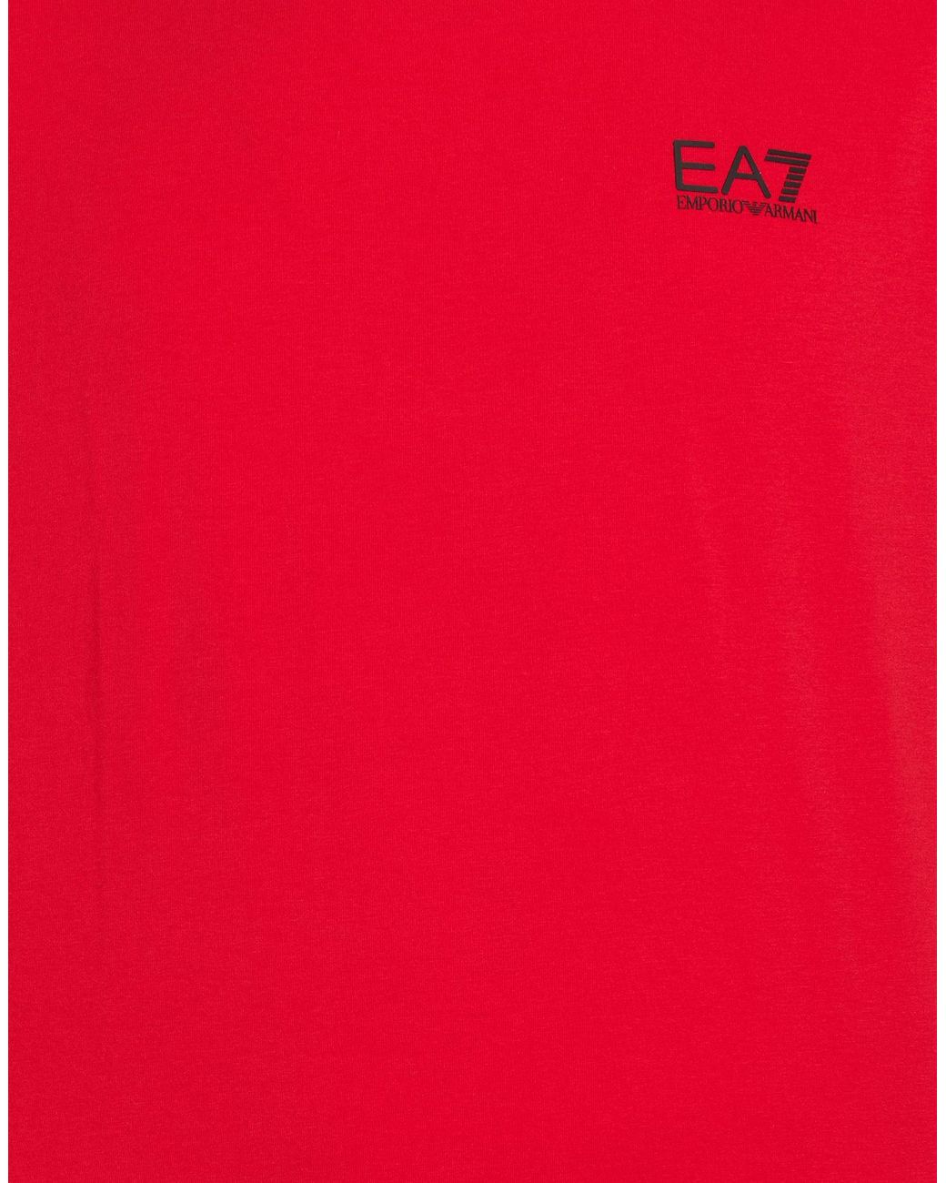 EA7 Red T-Shirt Cotton, Elastane for men
