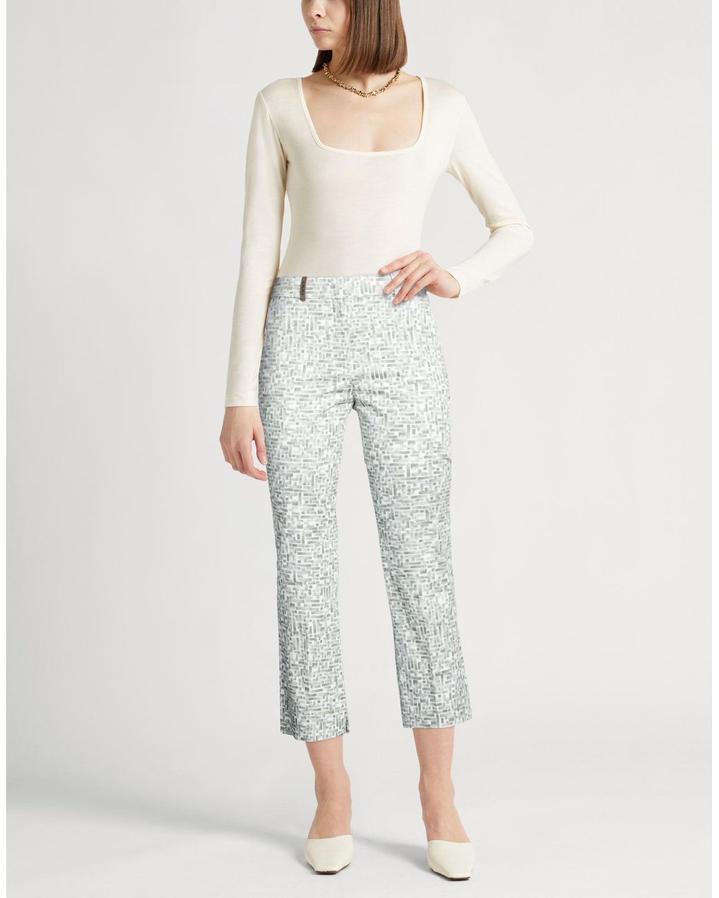 Peserico Gray Military Pants Cotton, Elastane
