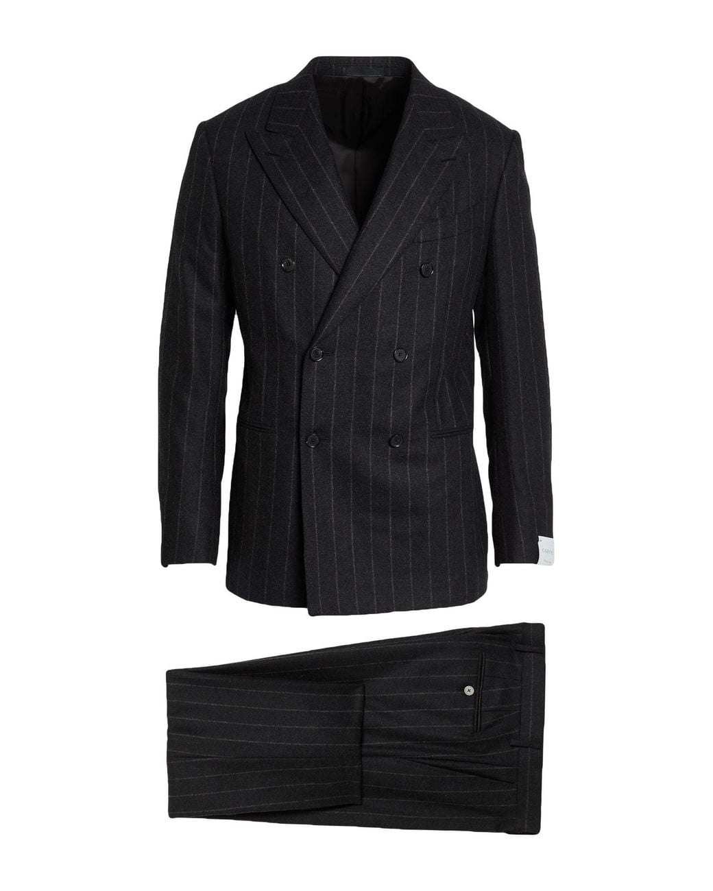 Caruso Black Charcoal Suit Wool for men