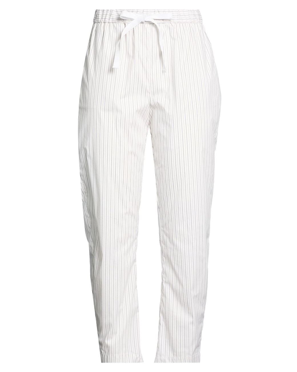 Semicouture White Pants Cotton, Polyamide, Elastane