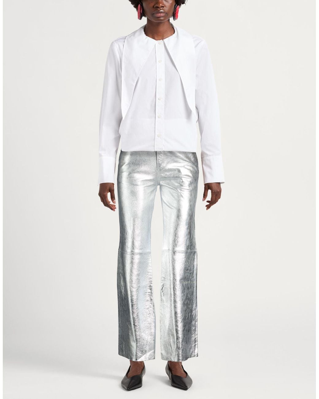 Maje White Pants Sheepskin