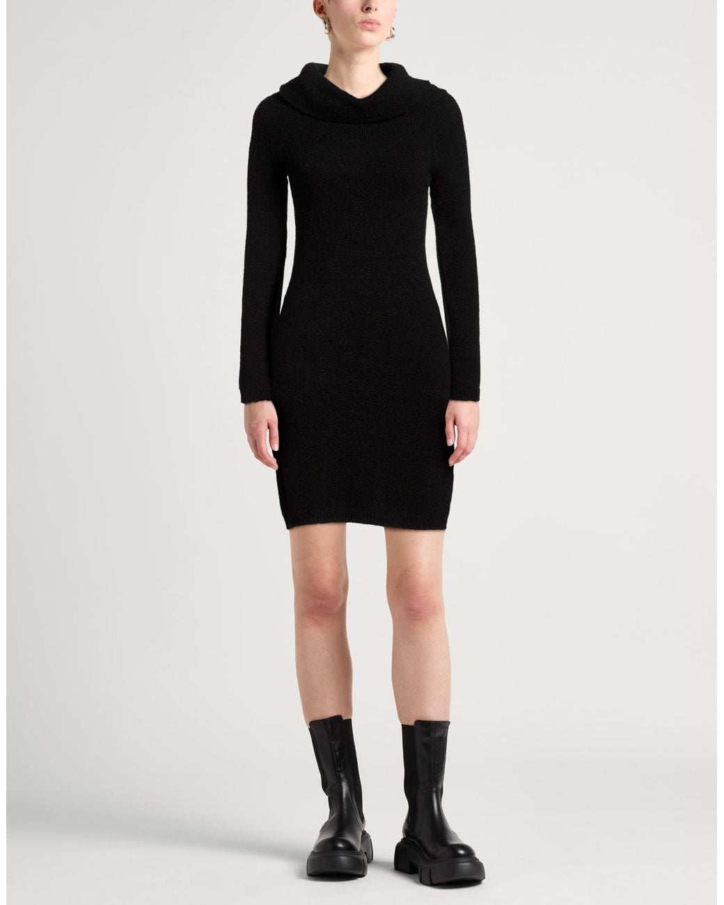 Suoli Black Mini Dress Acrylic, Polyamide, Synthetic Fibers, Wool, Mohair Wool
