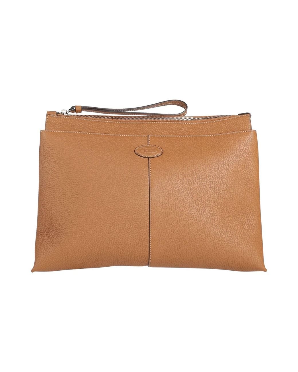 Tod's Brown Camel Clutch Leather