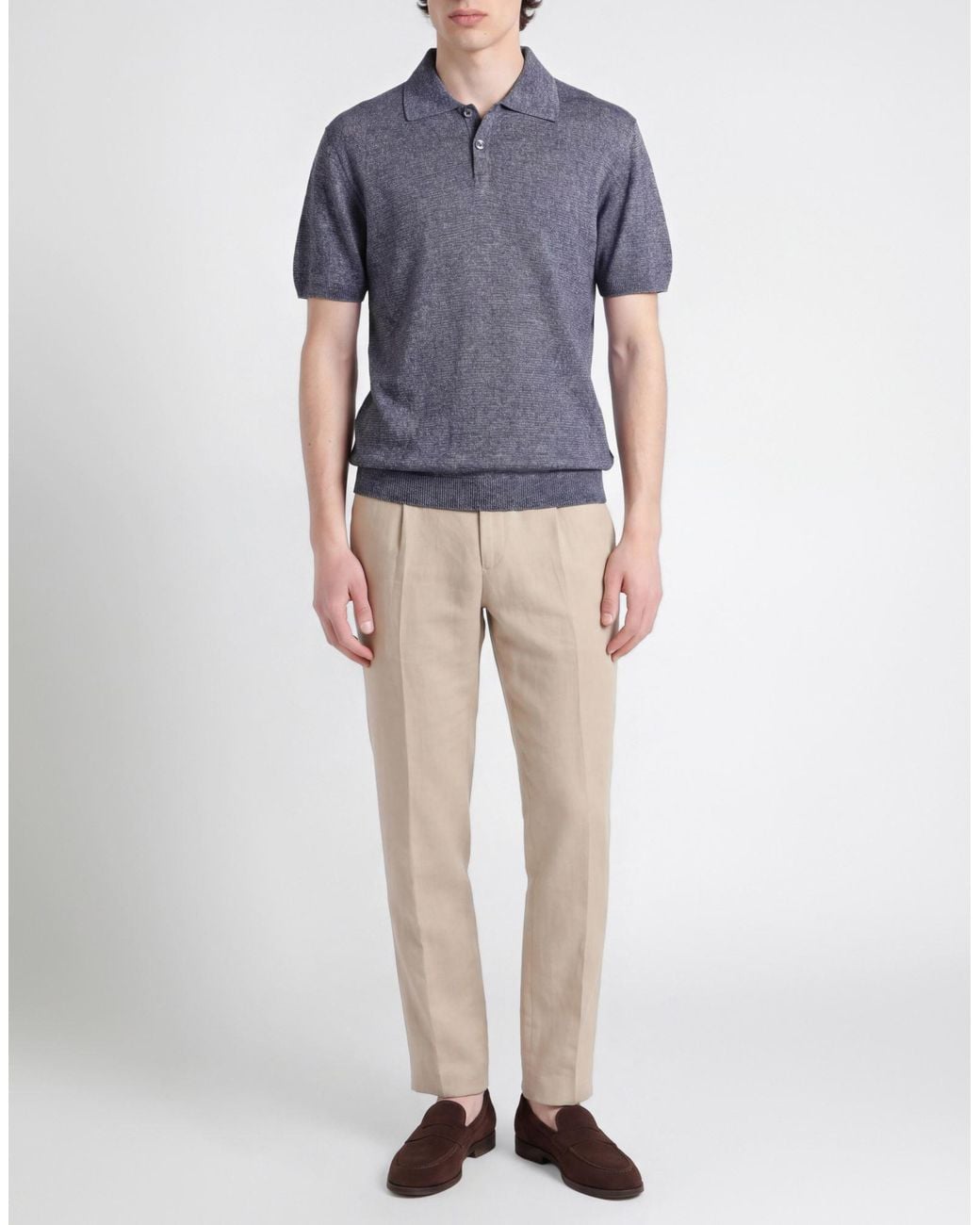 Daniele Fiesoli Blue Polo Shirt Linen, Cotton for men