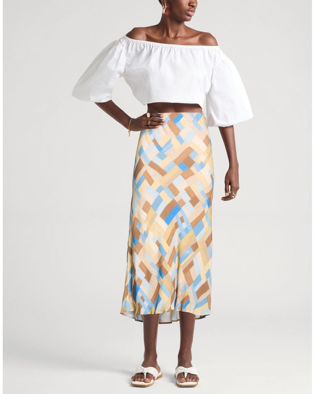 Ottod'Ame Blue Midi Skirt Viscose