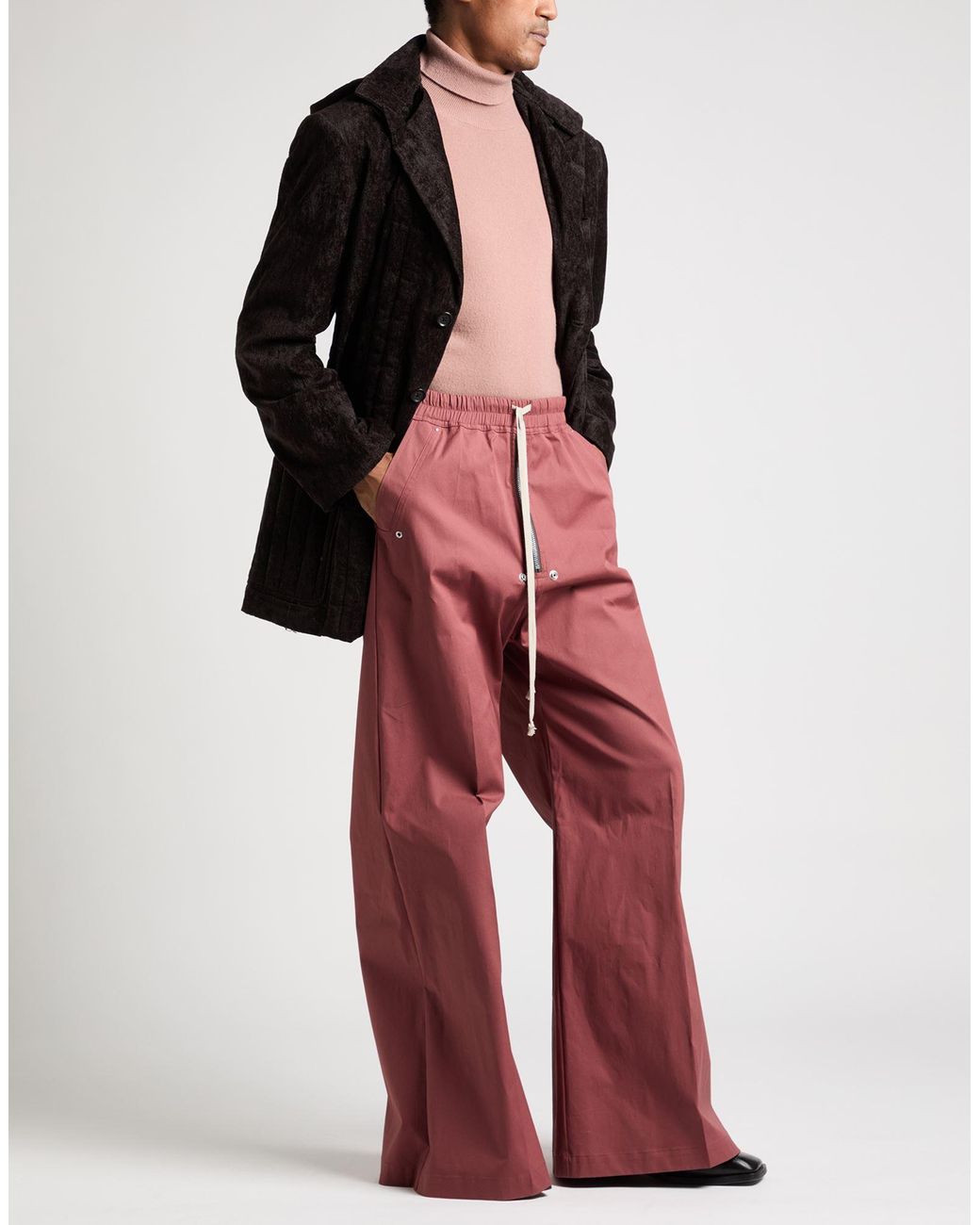 Rick Owens Red Pants Cotton, Elastane for men