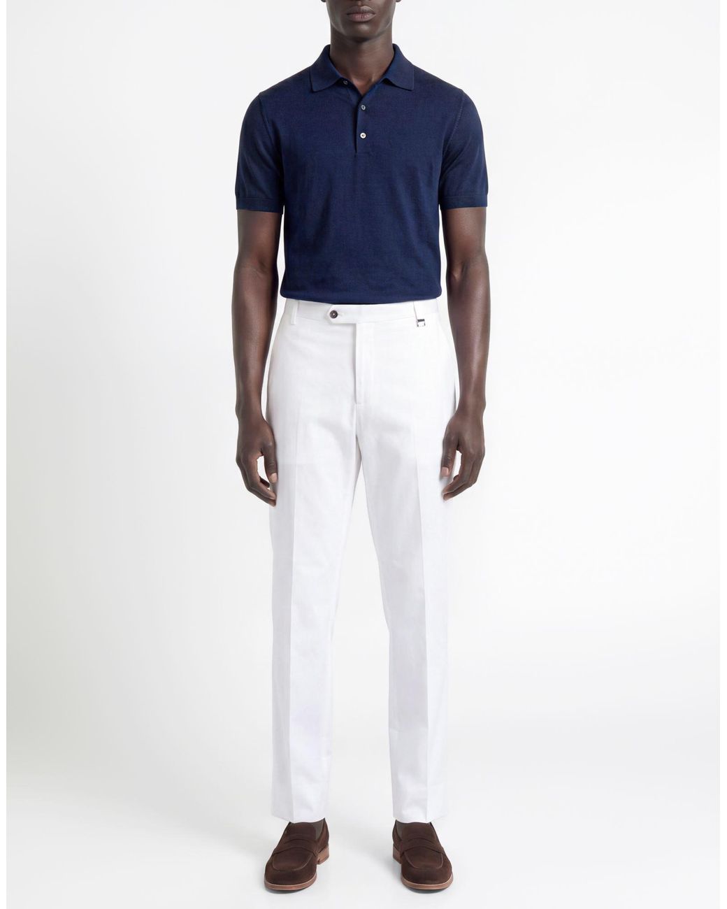 Tombolini White Pants Cotton, Elastane for men