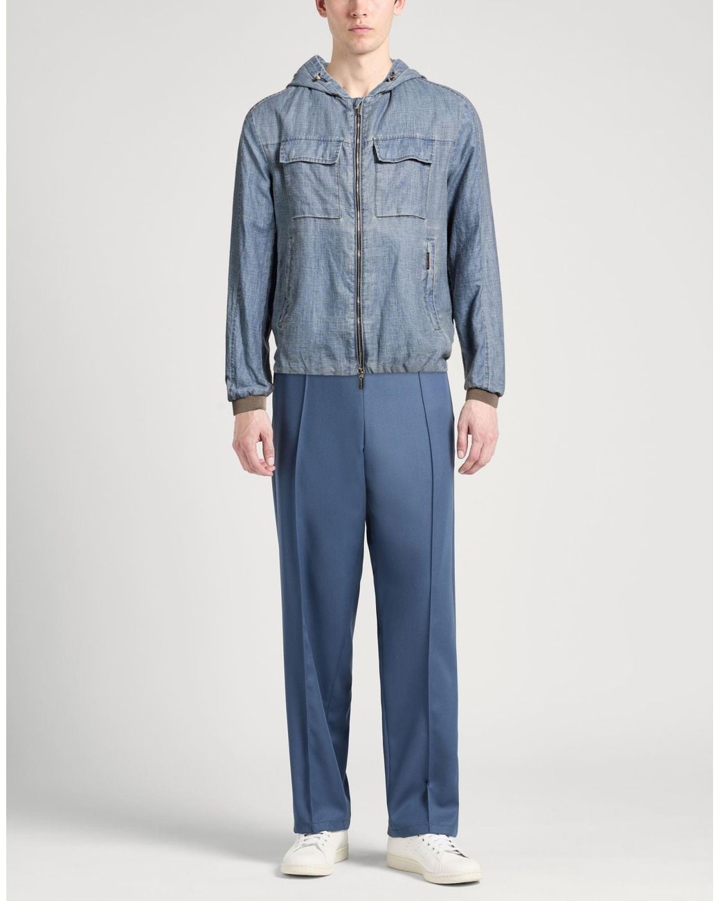Moorer Blue Denim Outerwear Linen for men