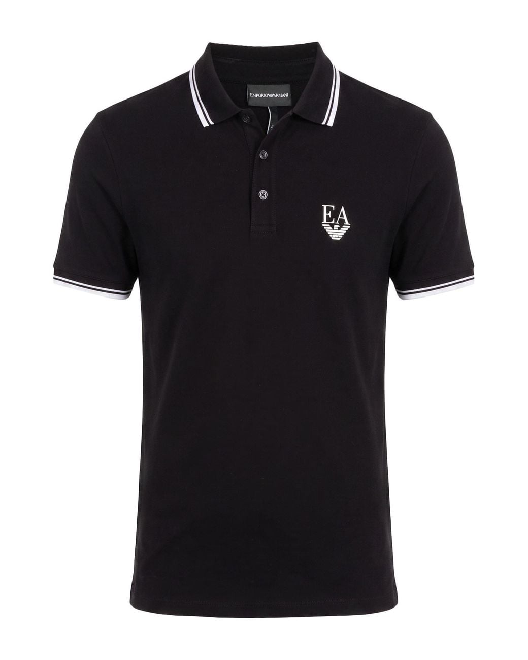Emporio Armani Black Polo Shirt Cotton, Elastane for men