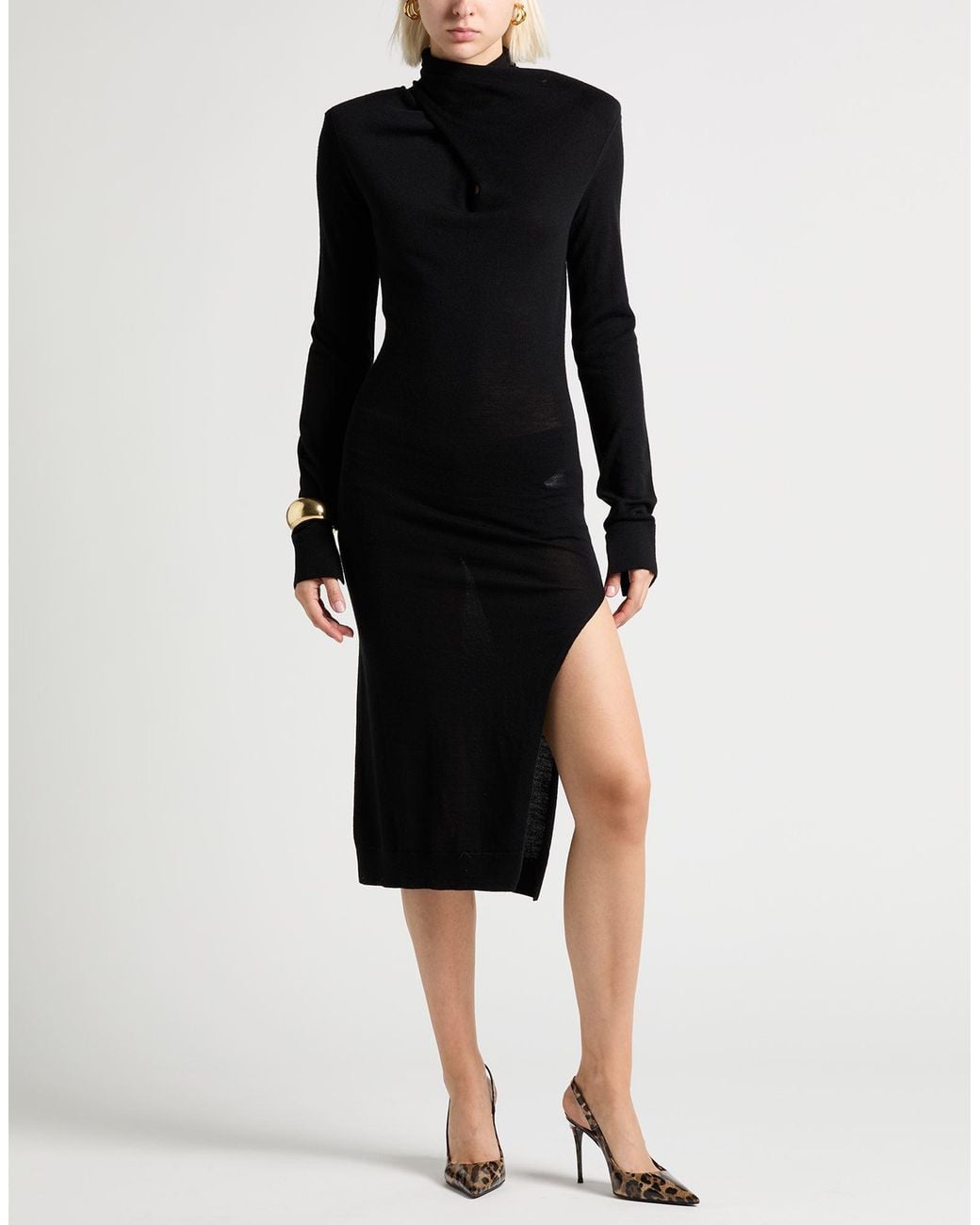 The Attico Black Midi Dress Virgin Wool