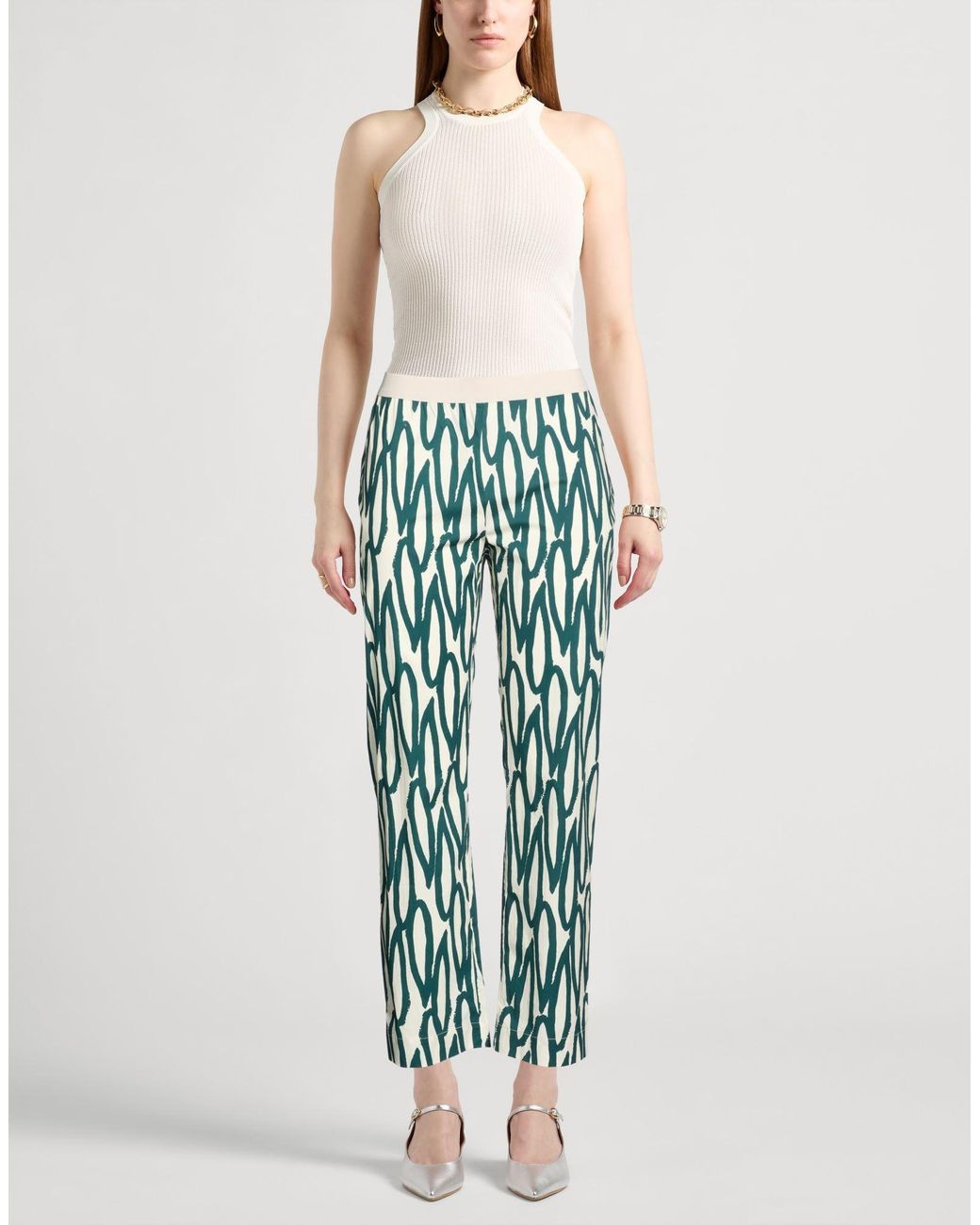 Liviana Conti Blue Pants Cotton, Elastane