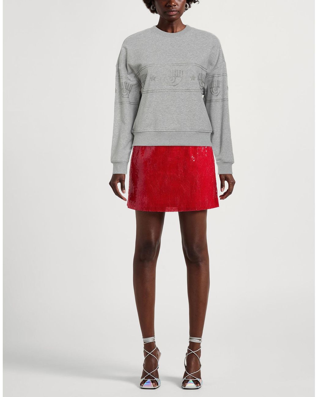 Chiara Ferragni Gray Sweatshirt Cotton, Elastane