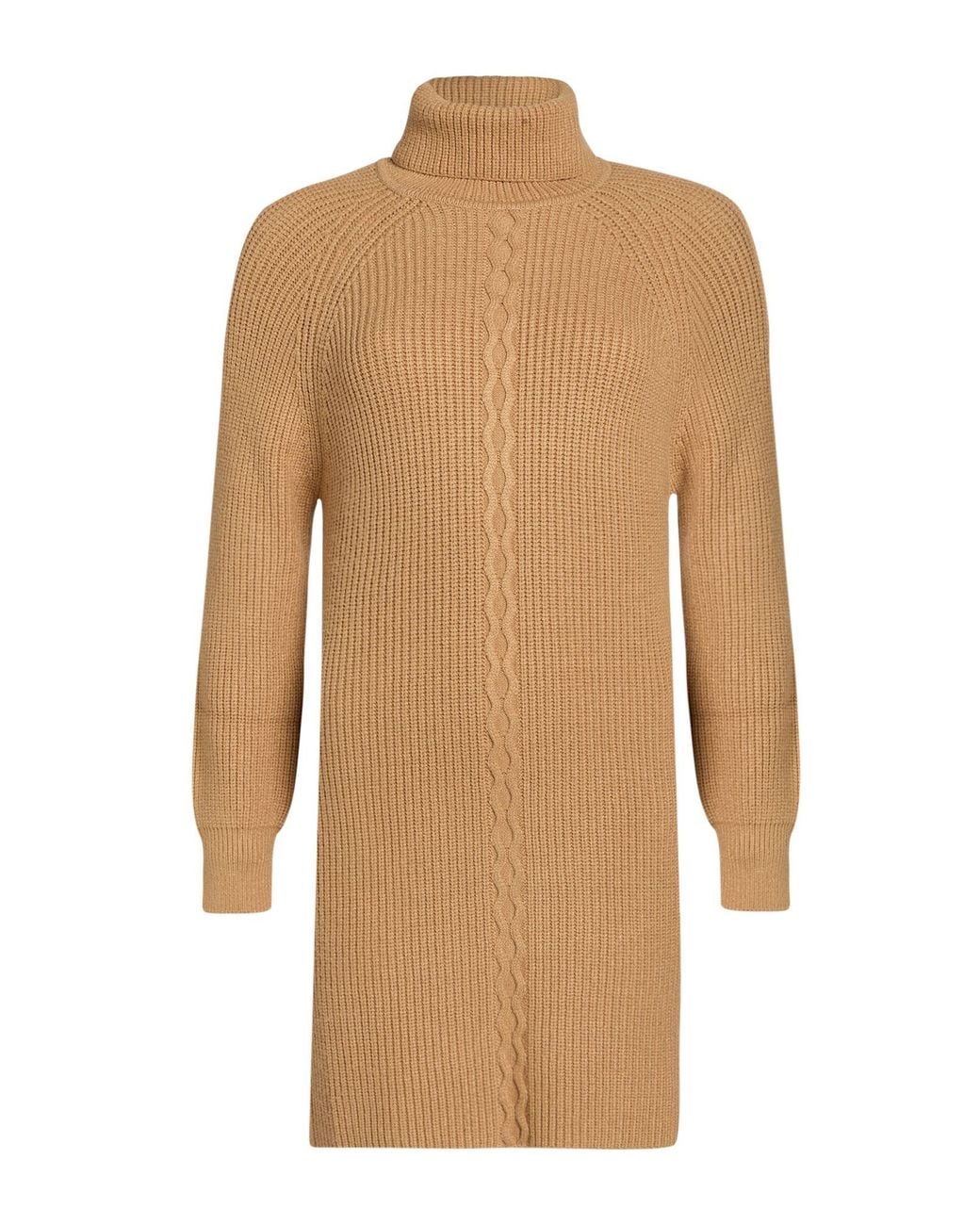 Marella Natural Camel Mini Dress Viscose, Polyester, Polyamide