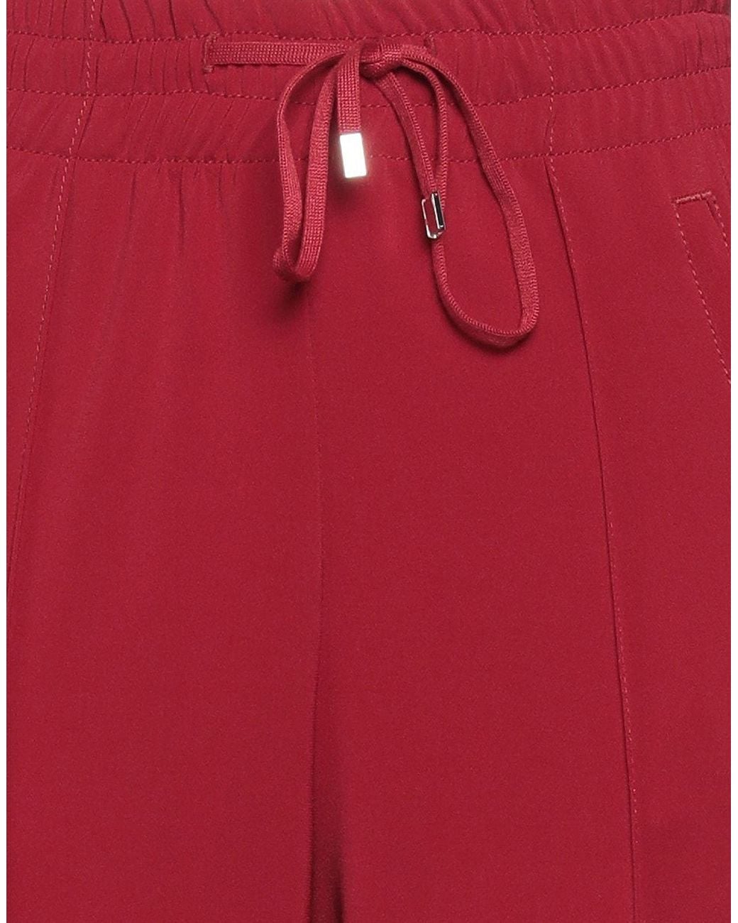 Dondup Red Burgundy Pants Polyester, Elastane