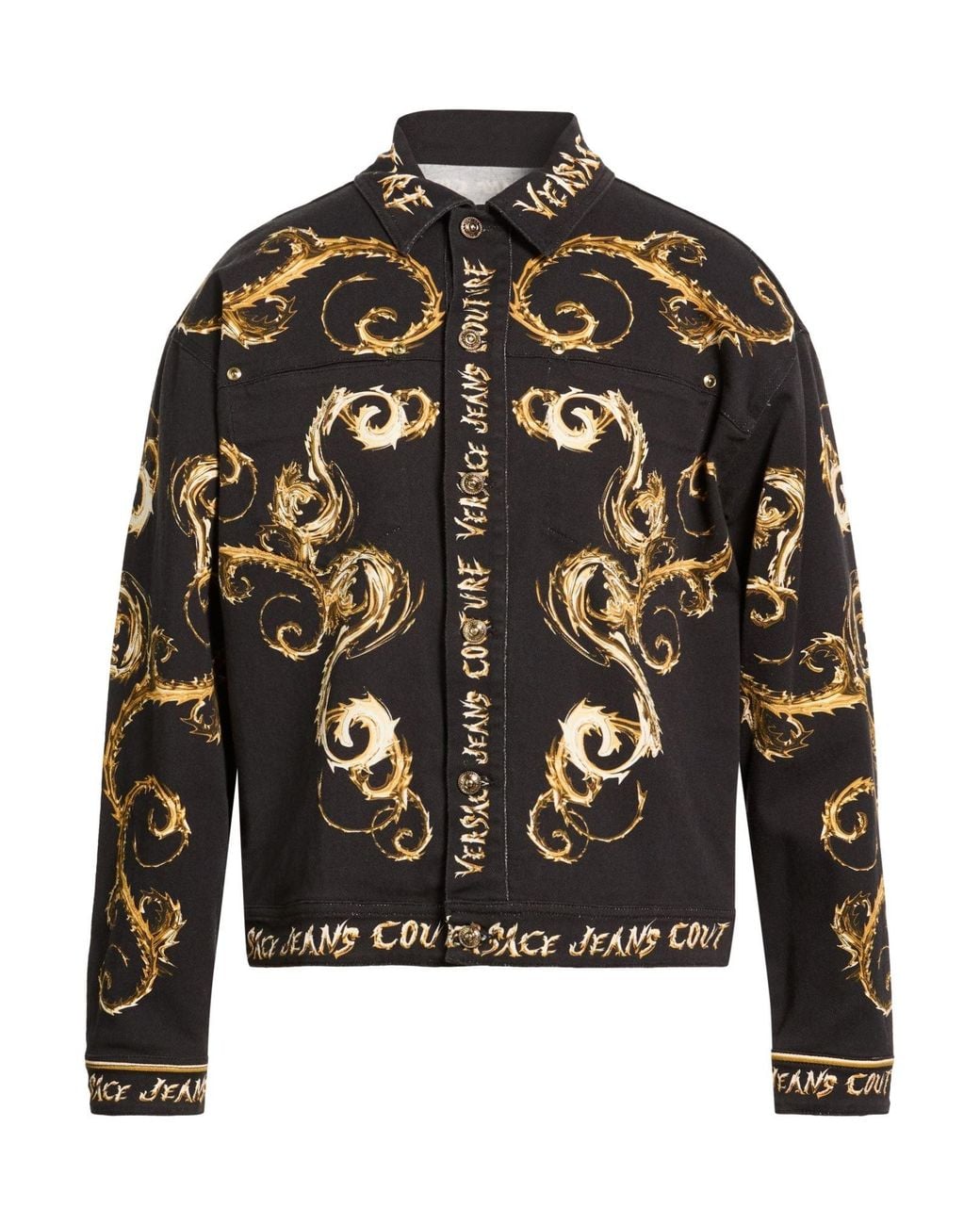 Versace Jeans Couture Black Denim Outerwear Cotton, Elastane for men