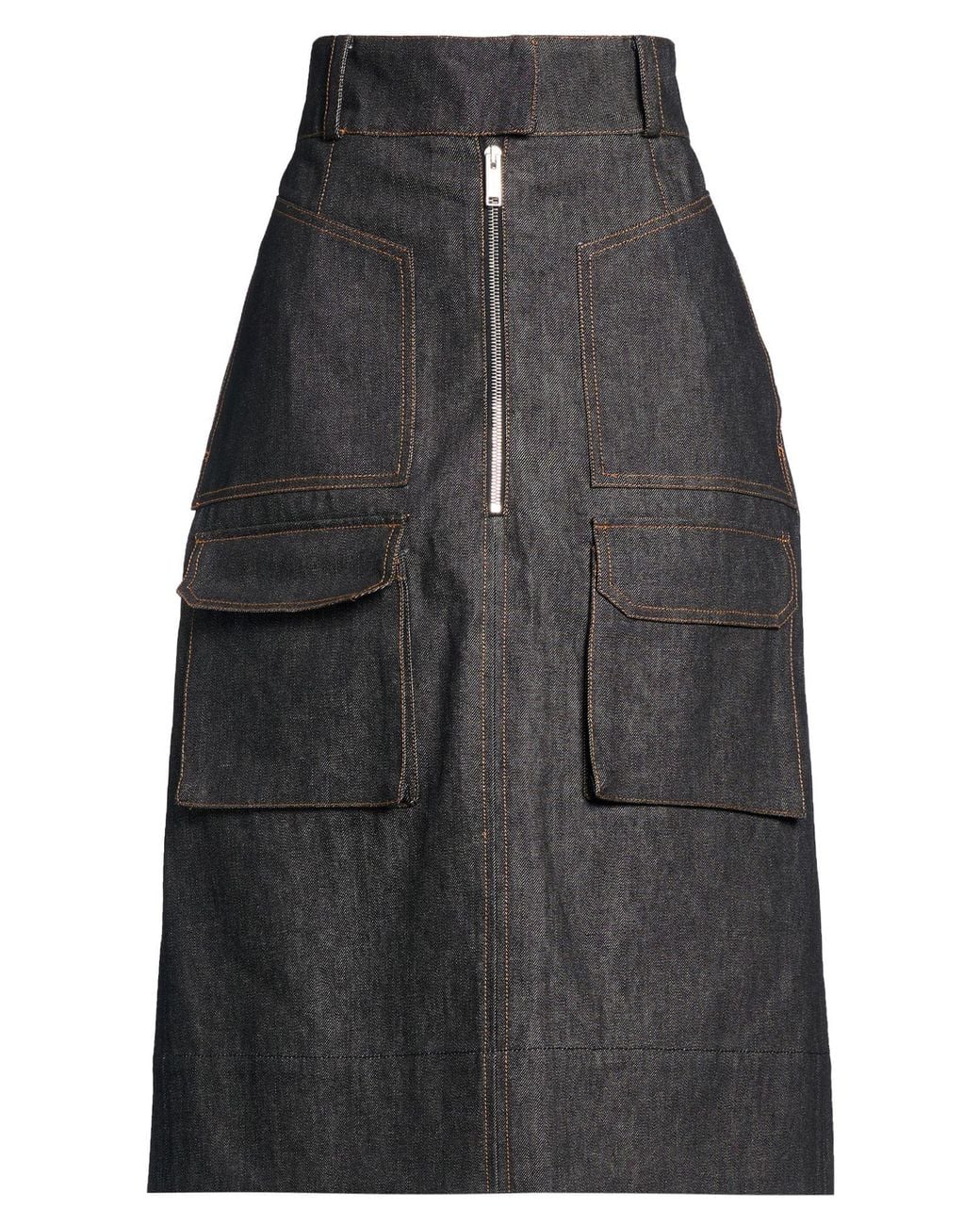 Maison Kitsuné Black Charcoal Denim Skirt Cotton