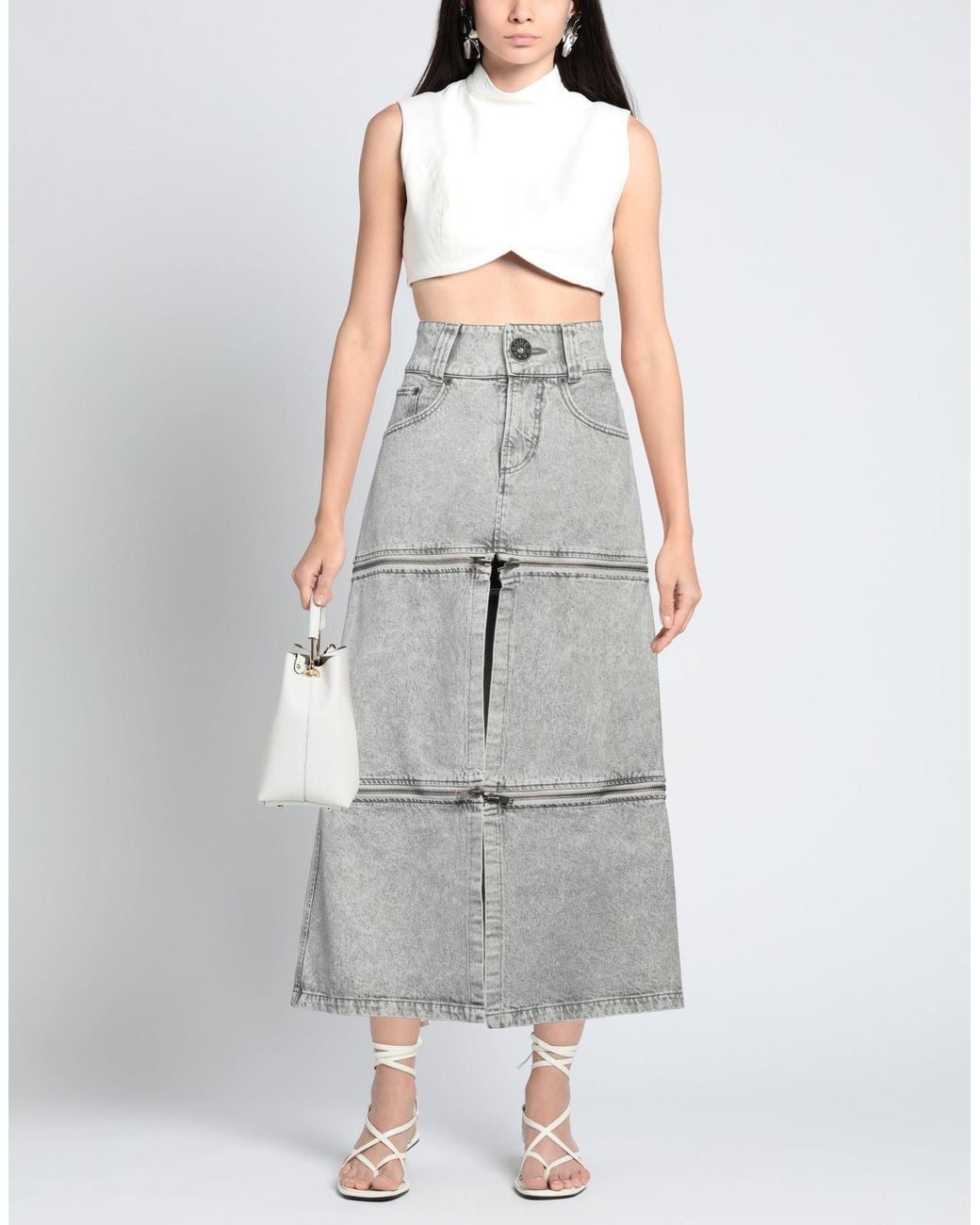 VAQUERA Gray Light Denim Skirt Cotton
