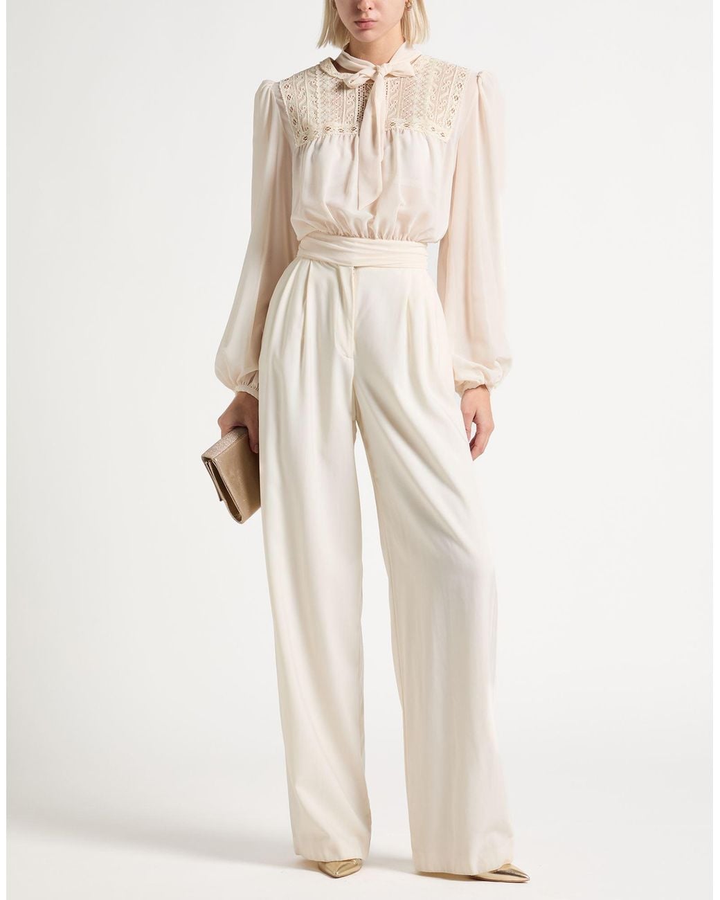 Elisabetta Franchi White Ivory Top Polyester, Cotton