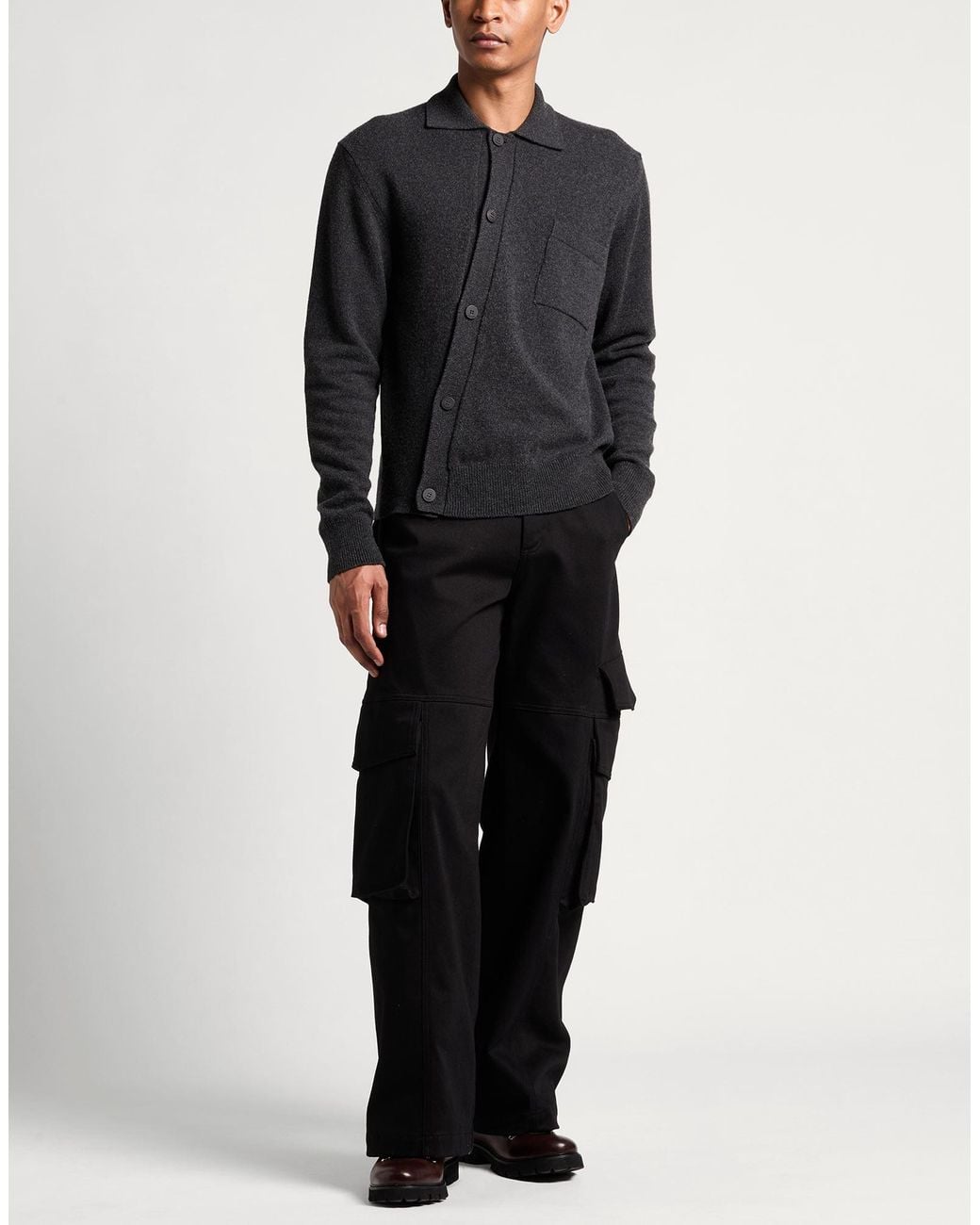 Jacquemus Black Charcoal Cardigan Wool, Cashmere, Elastane for men