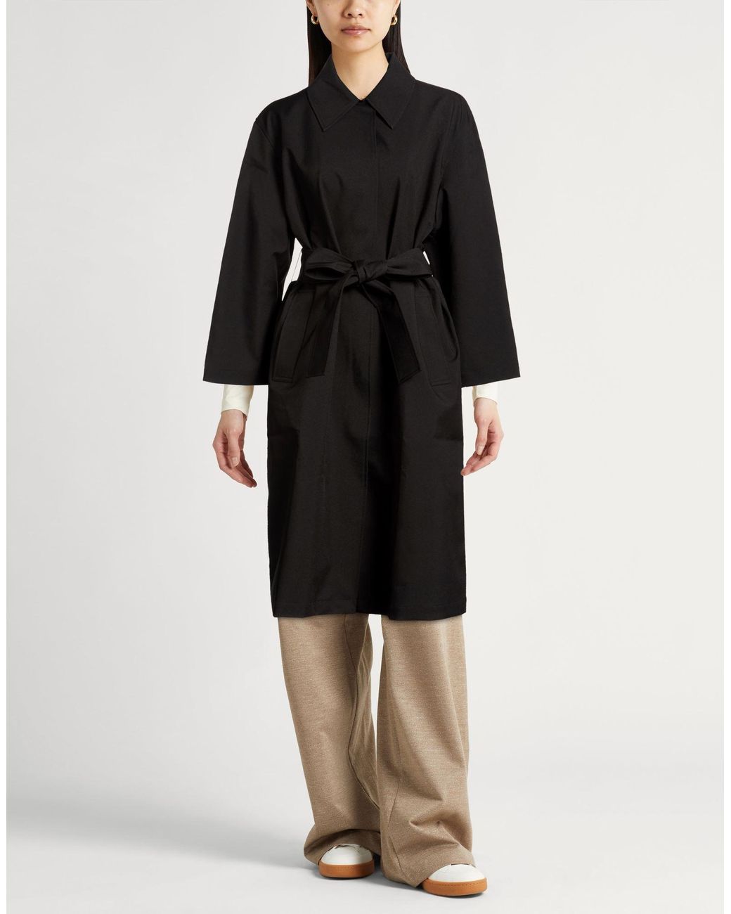 Alpha Studio Black Overcoat & Trench Coat