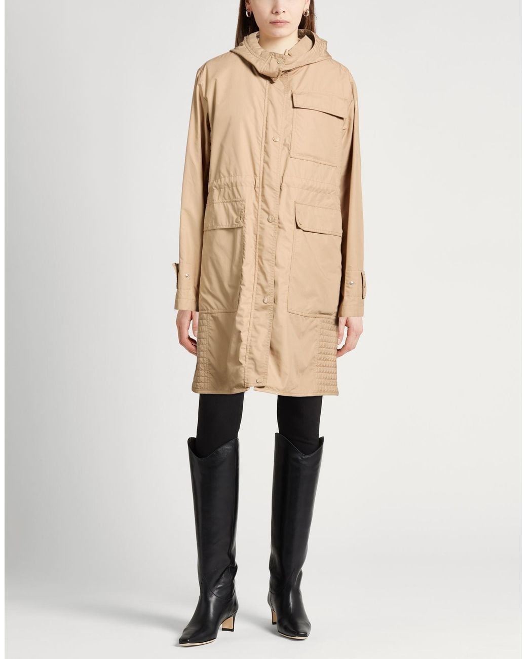 Moncler Natural Overcoat & Trench Coat Cotton, Polyester