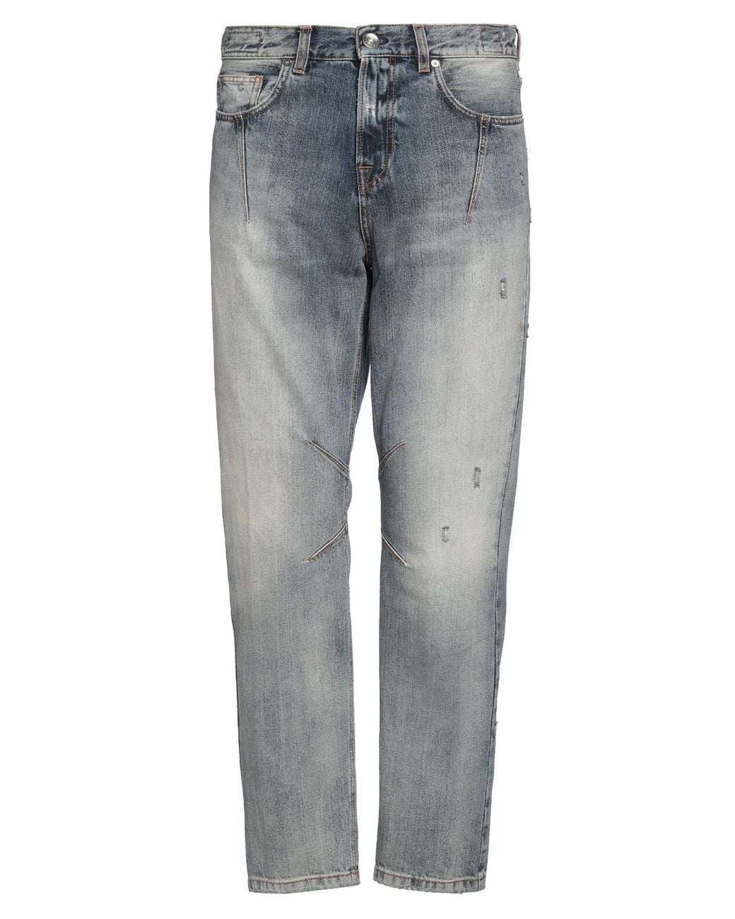 Eleventy Gray Distressed Tapered Jeans for men