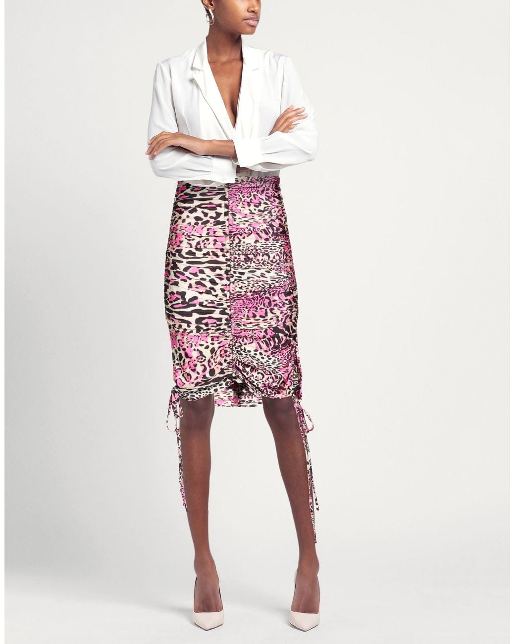 W Les Femmes By Babylon Red Midi Skirt Polyamide, Elastane