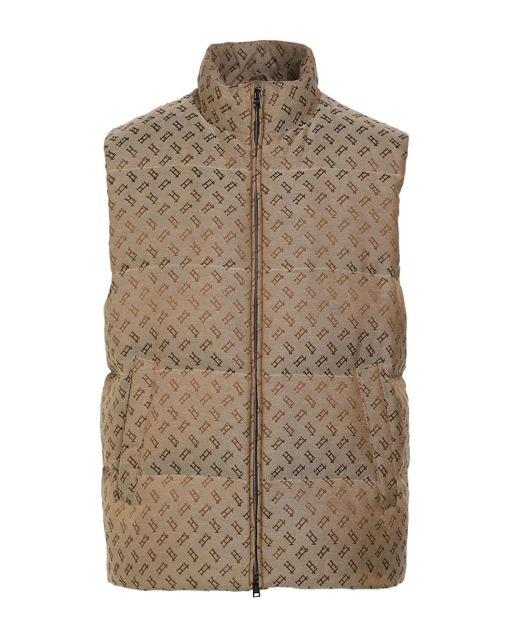Herno Brown Camel Vest Polyester, Cotton for men