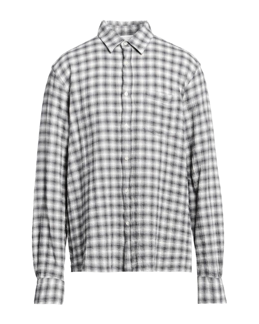 Officine Generale Gray Charcoal Shirt Cotton, Elastane for men