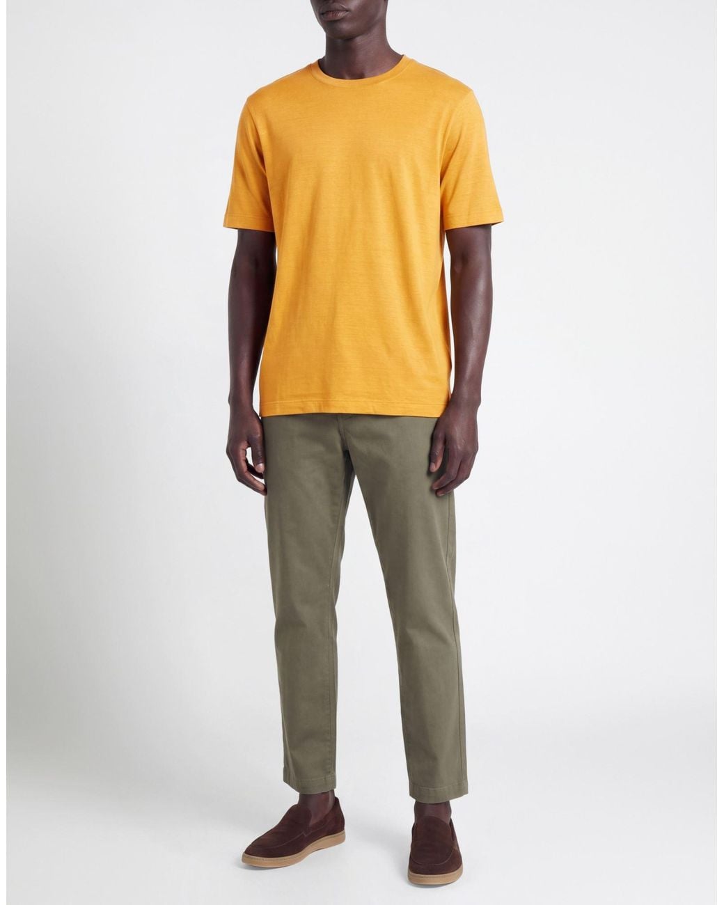 FILIPPO DE LAURENTIIS Yellow T-Shirt Linen, Elastane for men