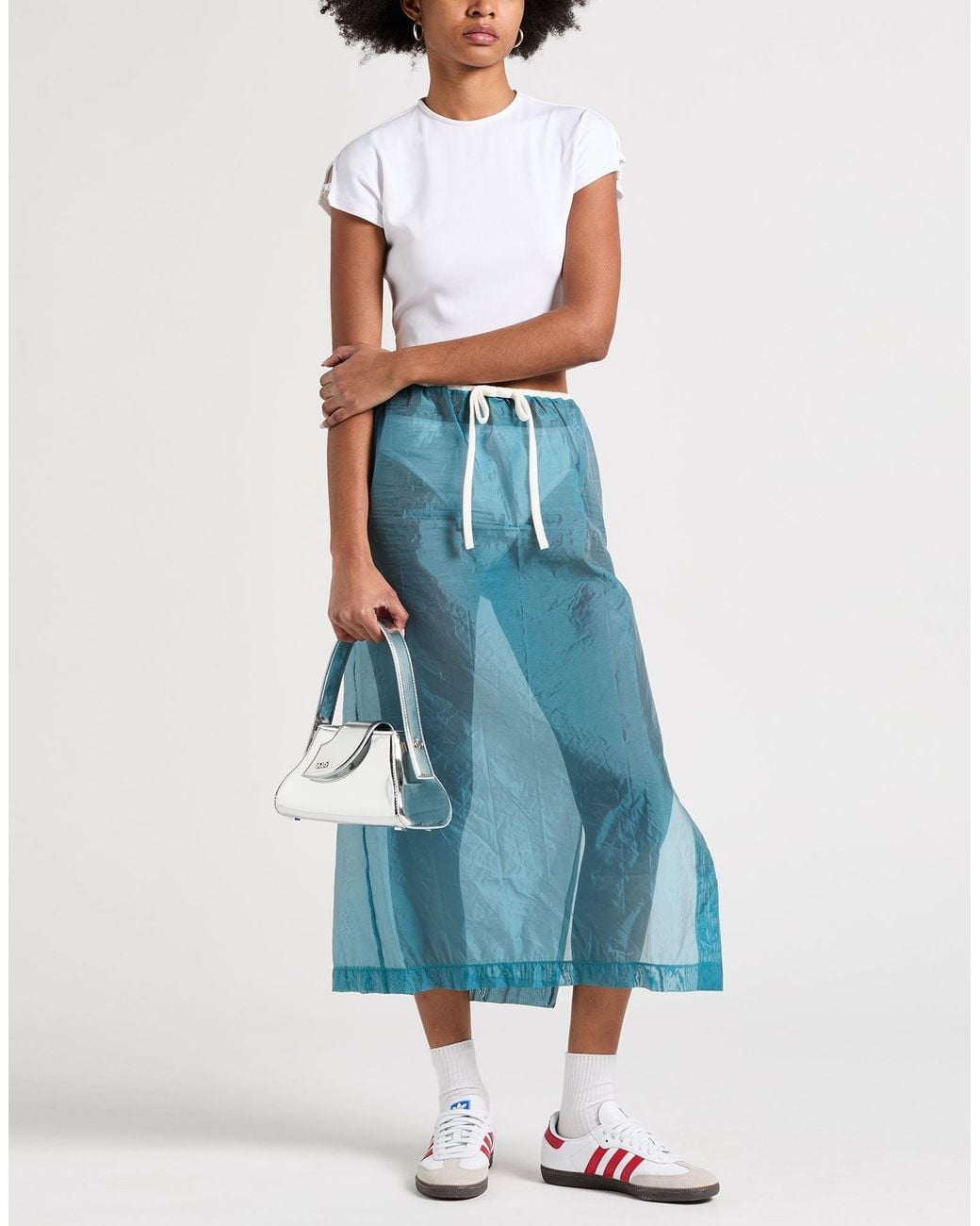 THE M.. Blue Midi Skirt Polyester
