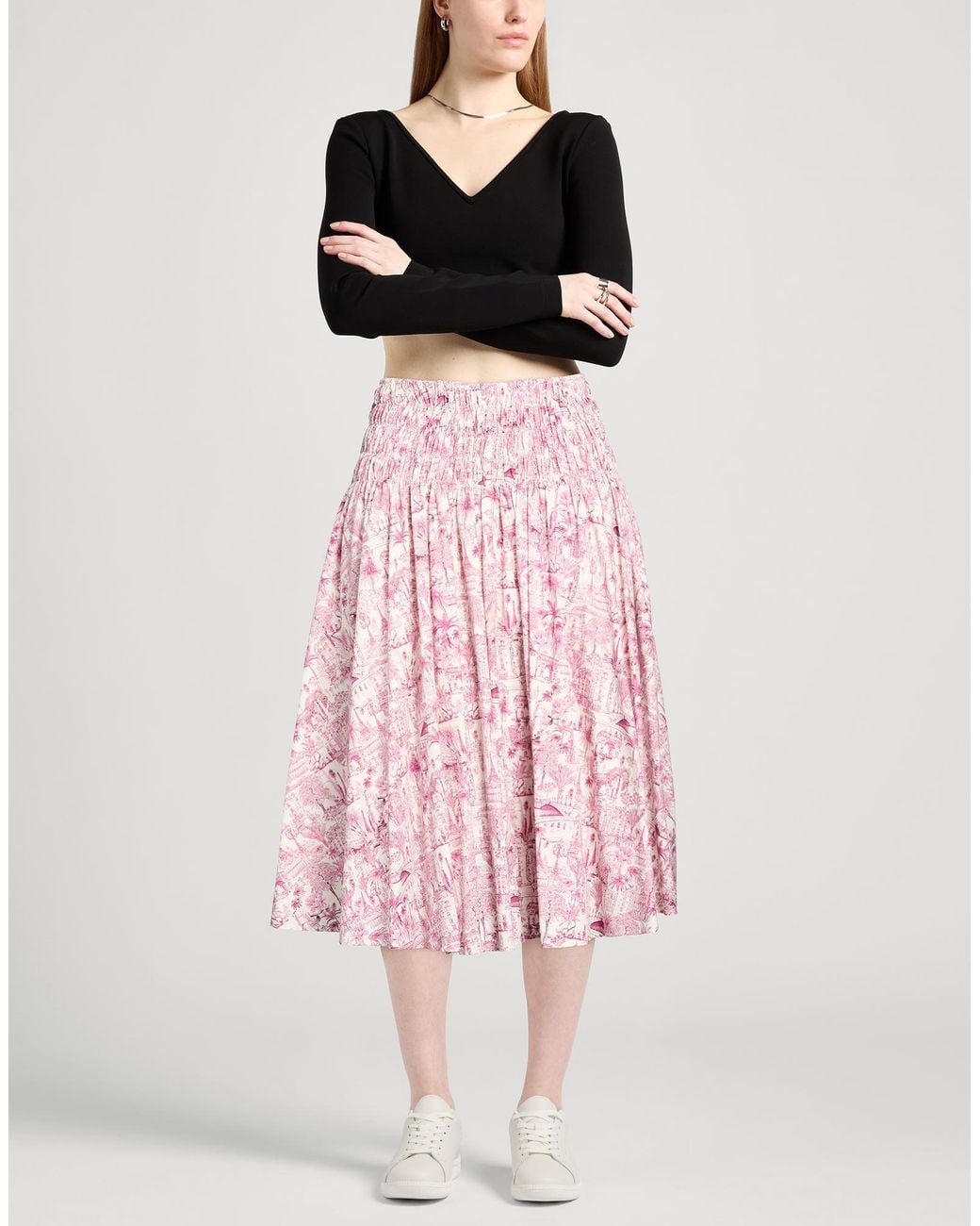 Maje Pink Midi Skirt Cotton