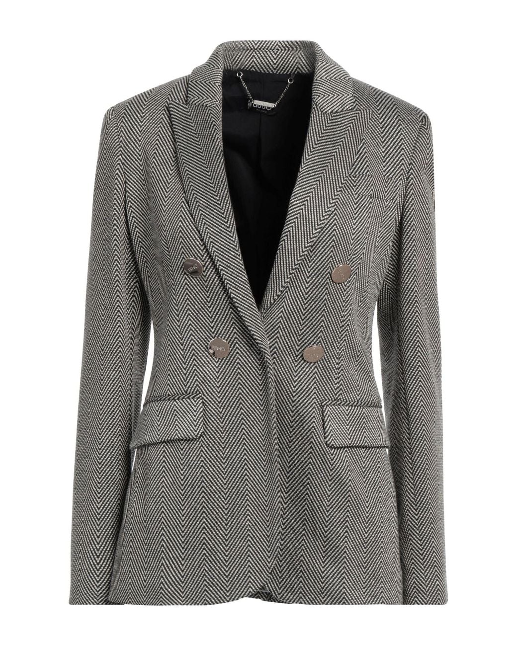 Liu Jo Black Blazer Polyester, Viscose, Metallic Polyester, Elastane