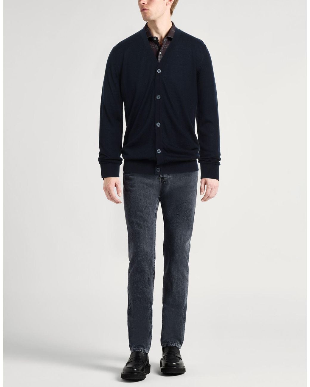 John Richmond Blue Midnight Cardigan Merino Wool for men