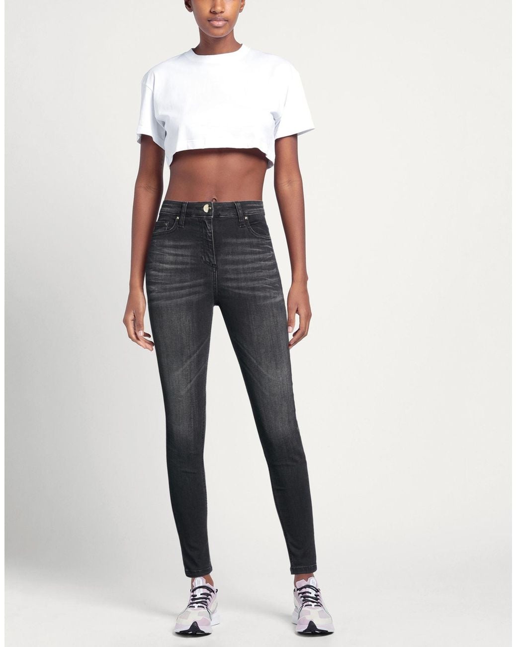 Elisabetta Franchi Gray Jeans Cotton, Elastomultiester, Elastane