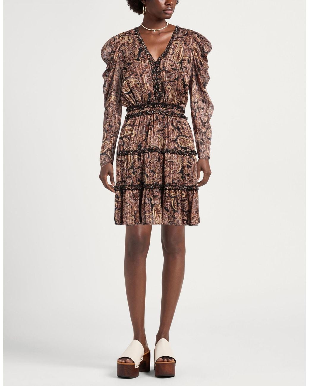 Liu Jo Brown Mini Dress Polyester, Metallic Fiber