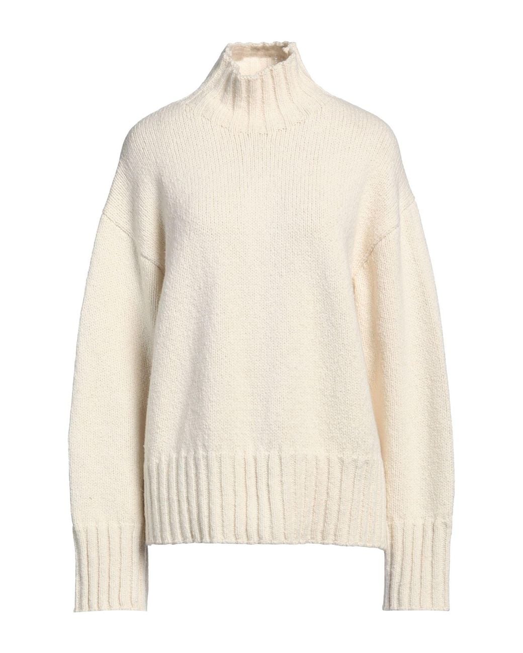 Jil Sander White Ivory Turtleneck Wool, Silk