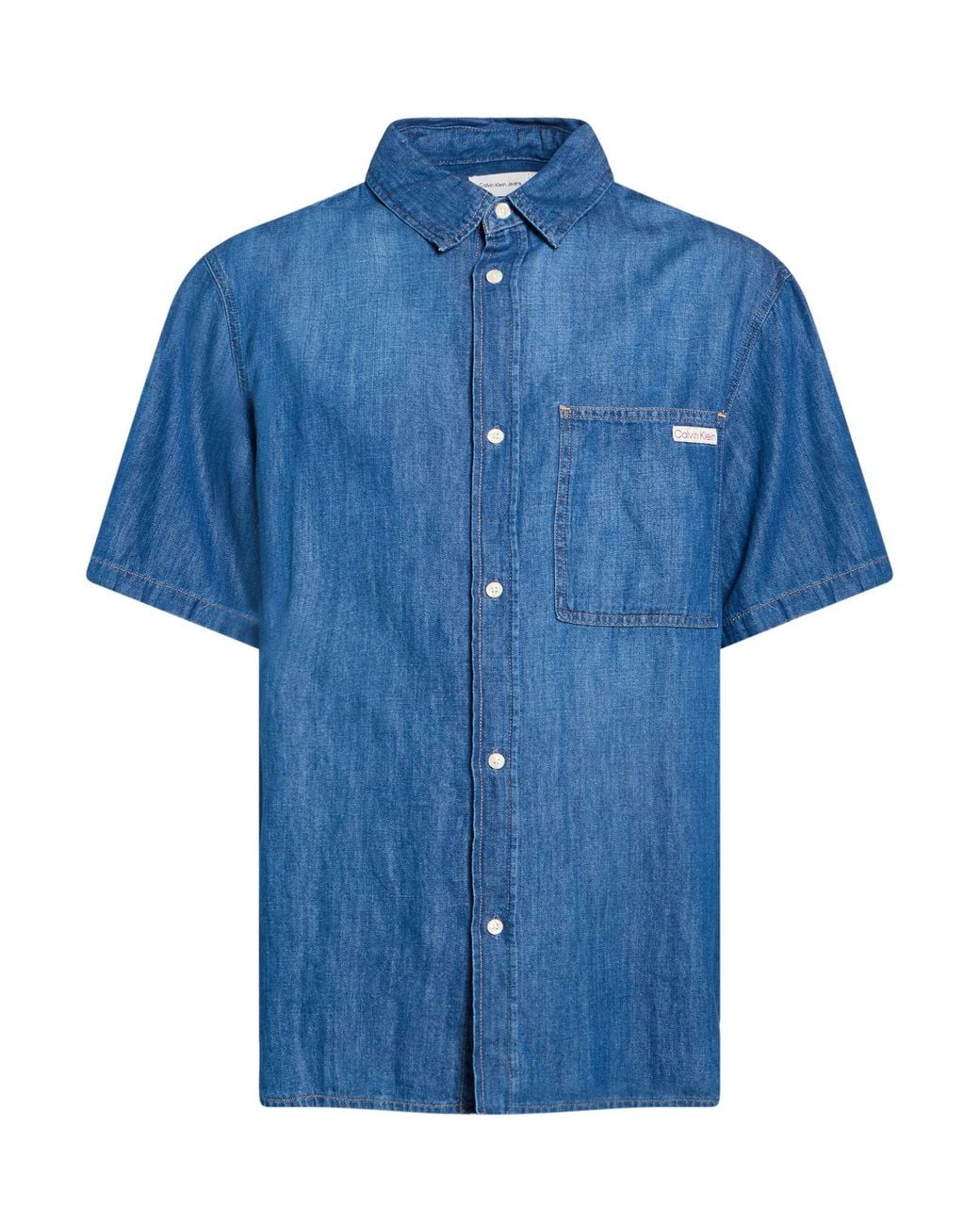 Calvin Klein Blue Denim Shirt Cotton, Linen, Lyocell for men