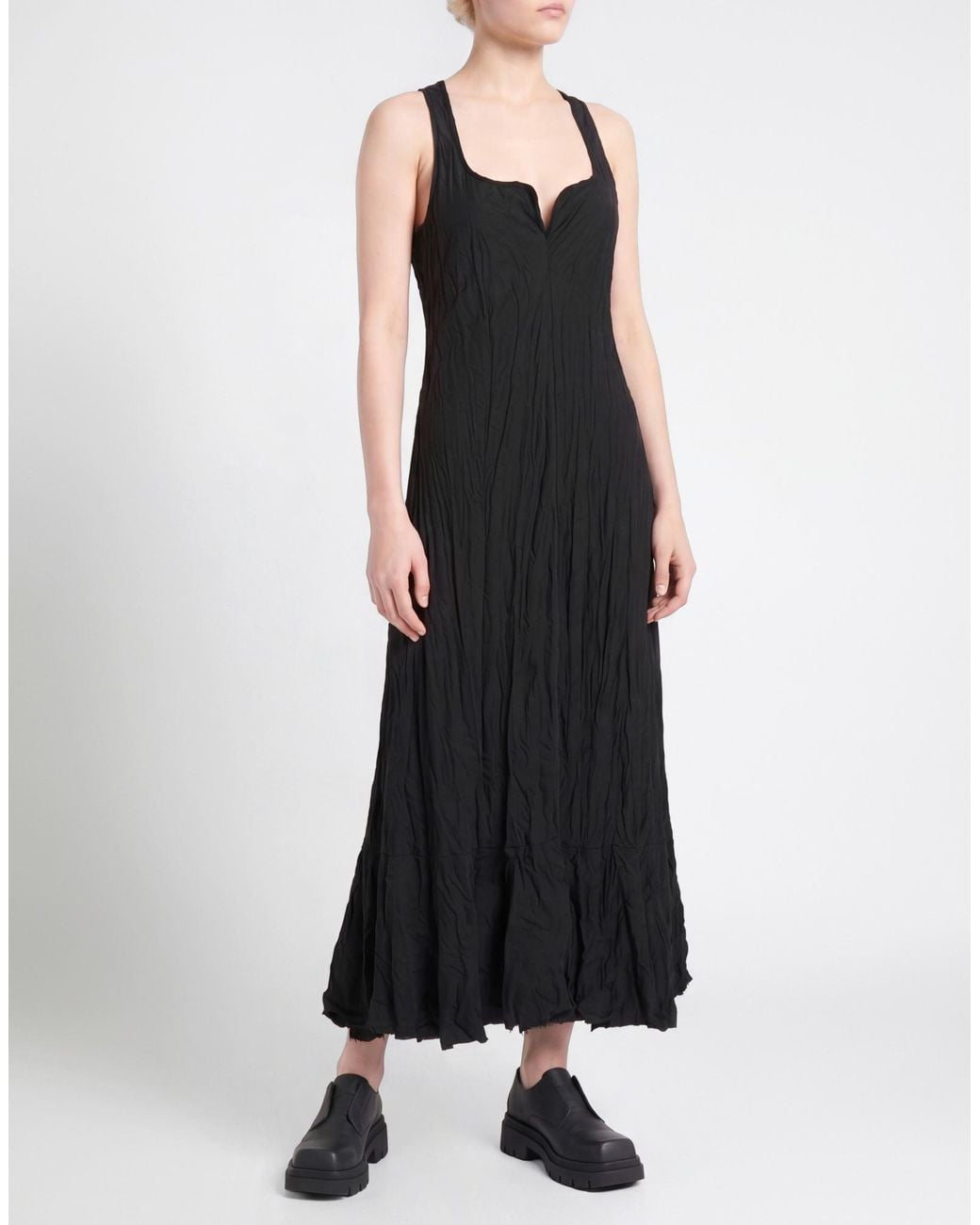 Masnada Black Midi Dress Polyester, Elastane