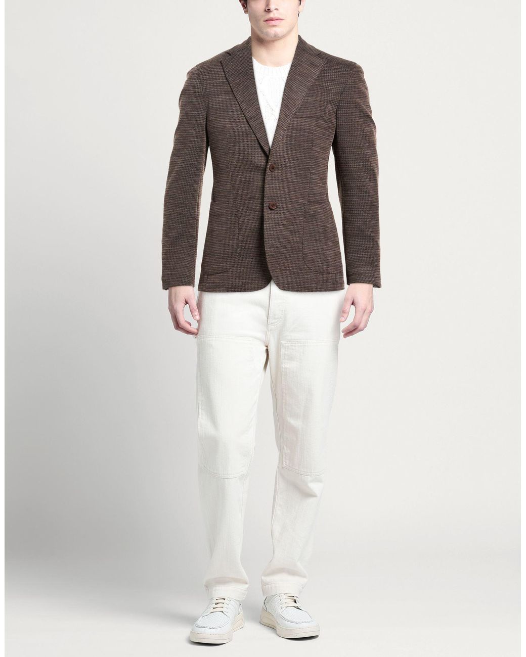 TWENTY-ONE by ANTONIO CARNEVALE Brown Blazer Polyester, Virgin Wool, Elastane for men