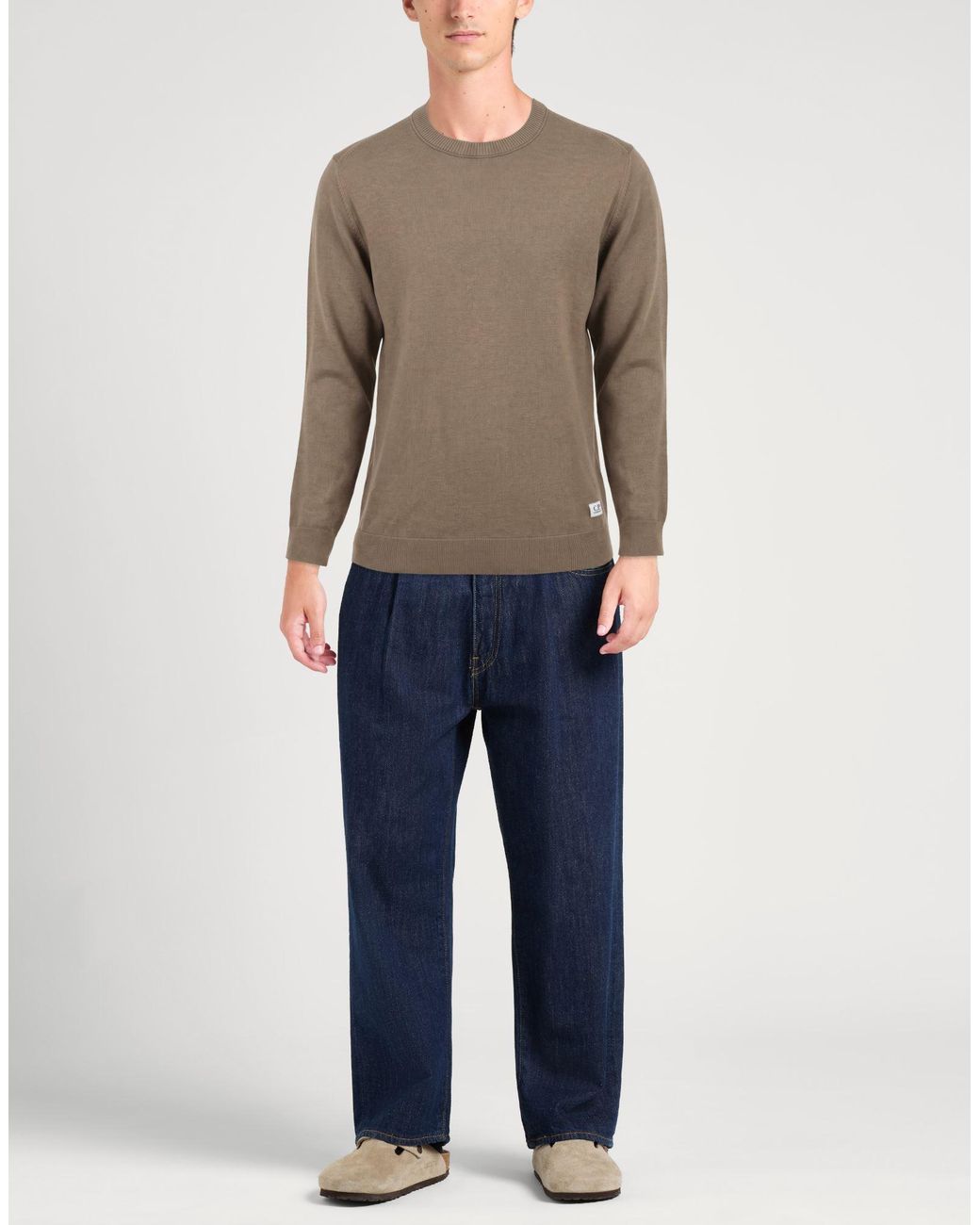 C P Company Brown Khaki Sweater Wool, Silk for men